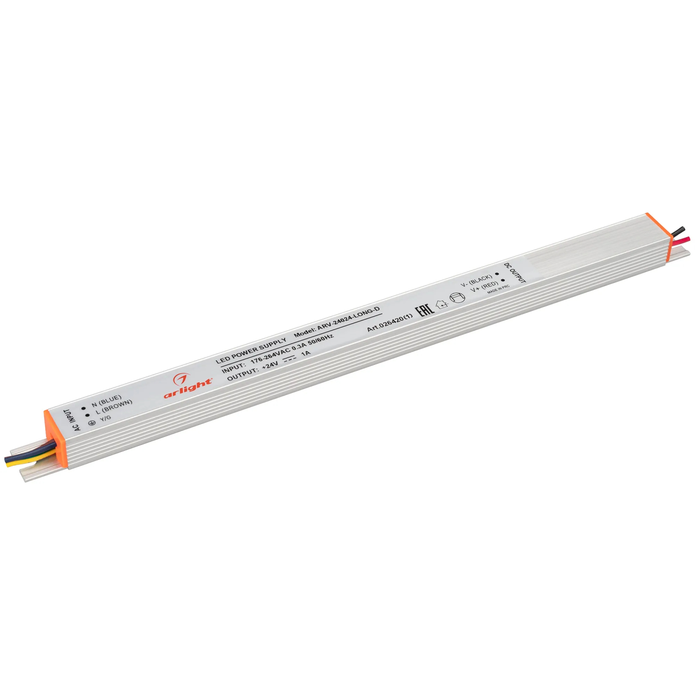 Изображение товара Блок питания ARV-24024-LONG-D (24V, 1A, 24W) (Arlight, IP20 Металл, 2 года) 026420(1)