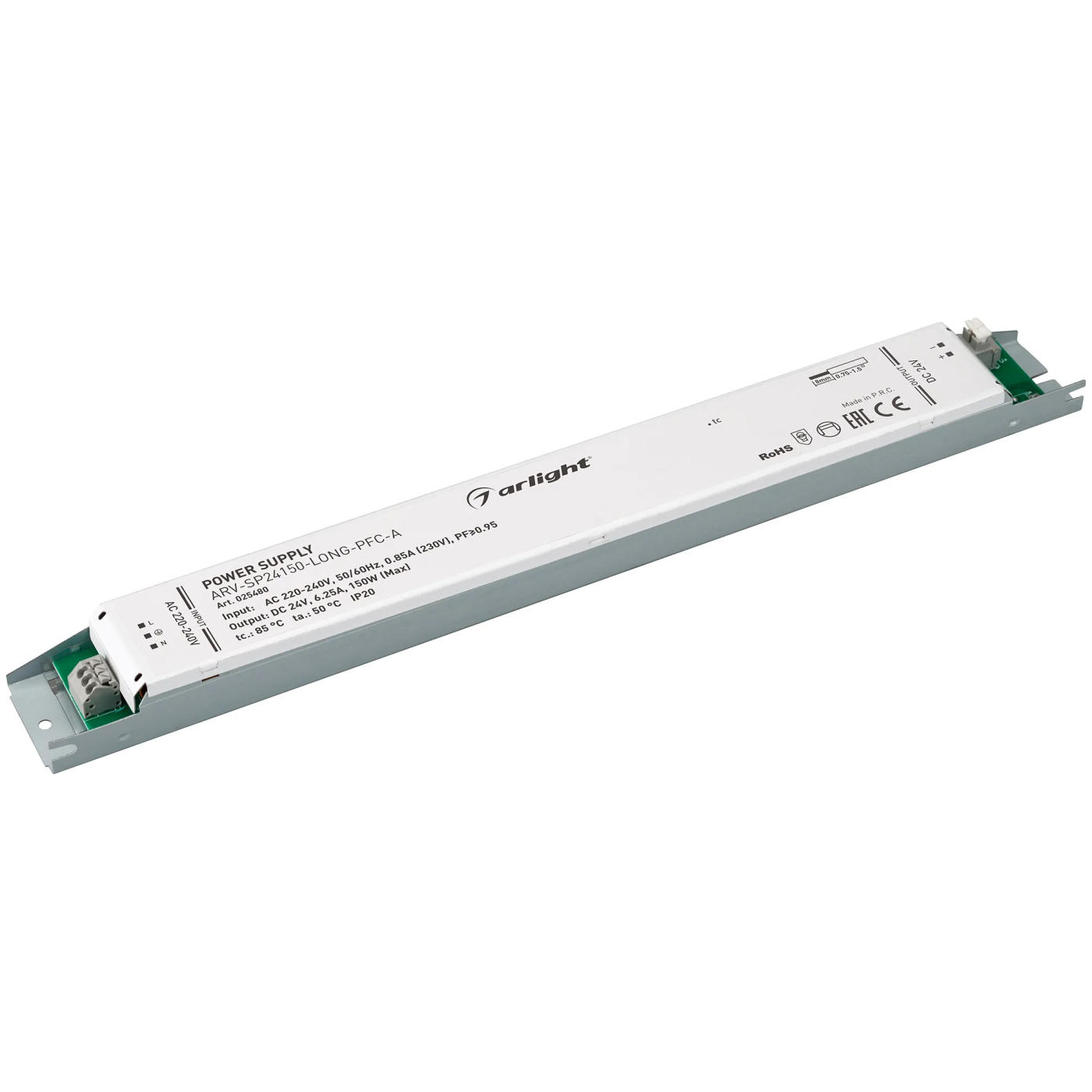 Изображение товара Блок питания ARV-SP24150-LONG-PFC-A (24V, 6.25A, 150W) (Arlight, IP20 Металл, 5 лет) 025480