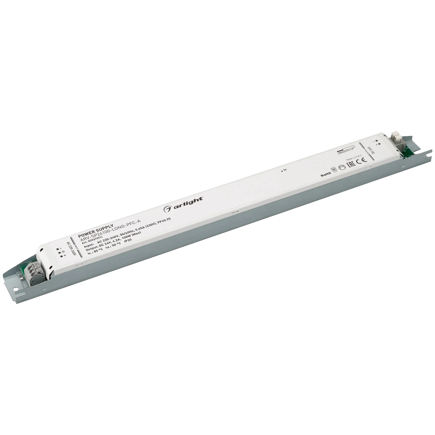 Изображение товара Блок питания ARV-SP24100-LONG-PFC-A (24V, 4.2A, 100W) (Arlight, IP20 Металл, 5 лет) 025479(1)