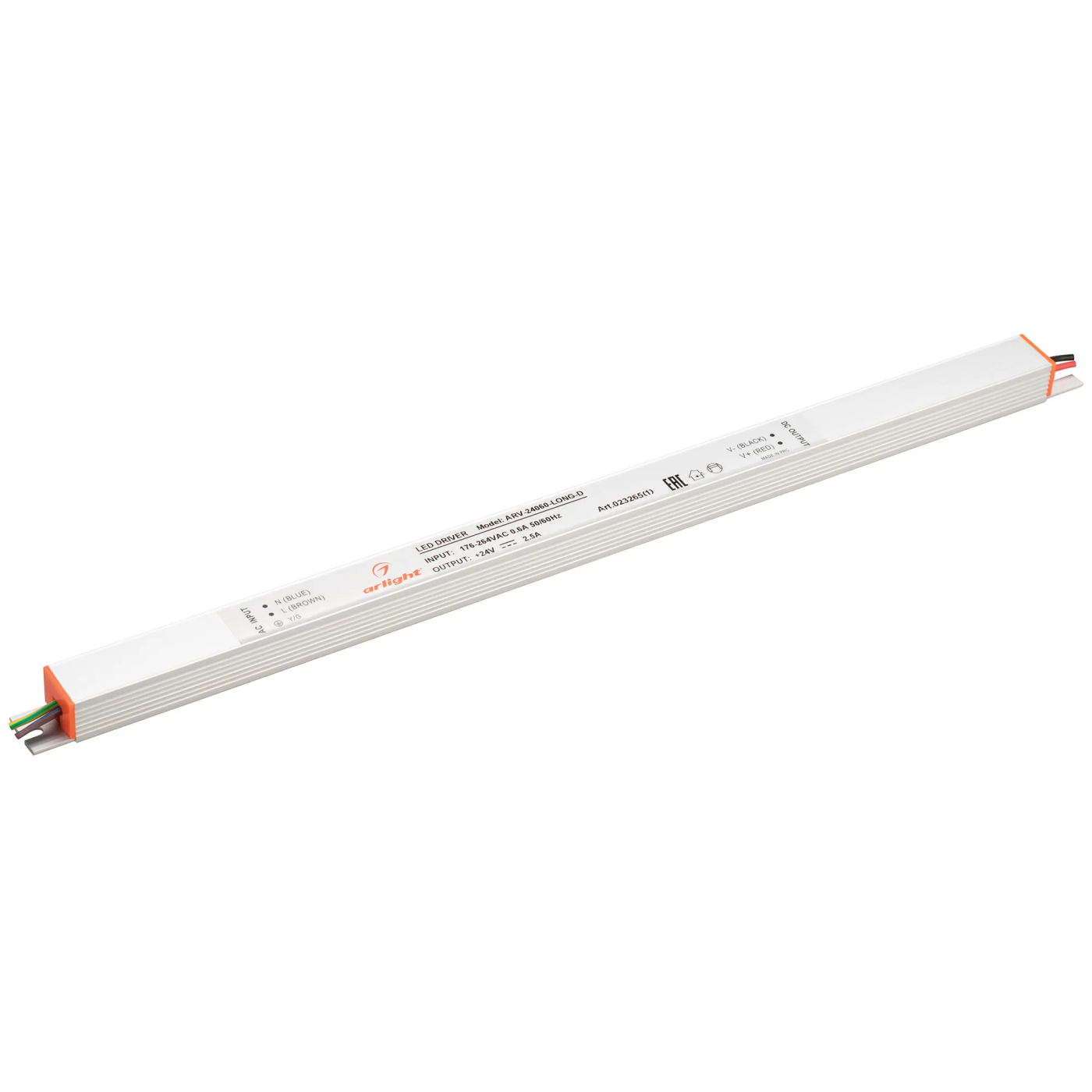 Изображение товара Блок питания ARV-24060-LONG-D (24V, 2.5A, 60W) (Arlight, IP20 Металл, 2 года) 023265(1)