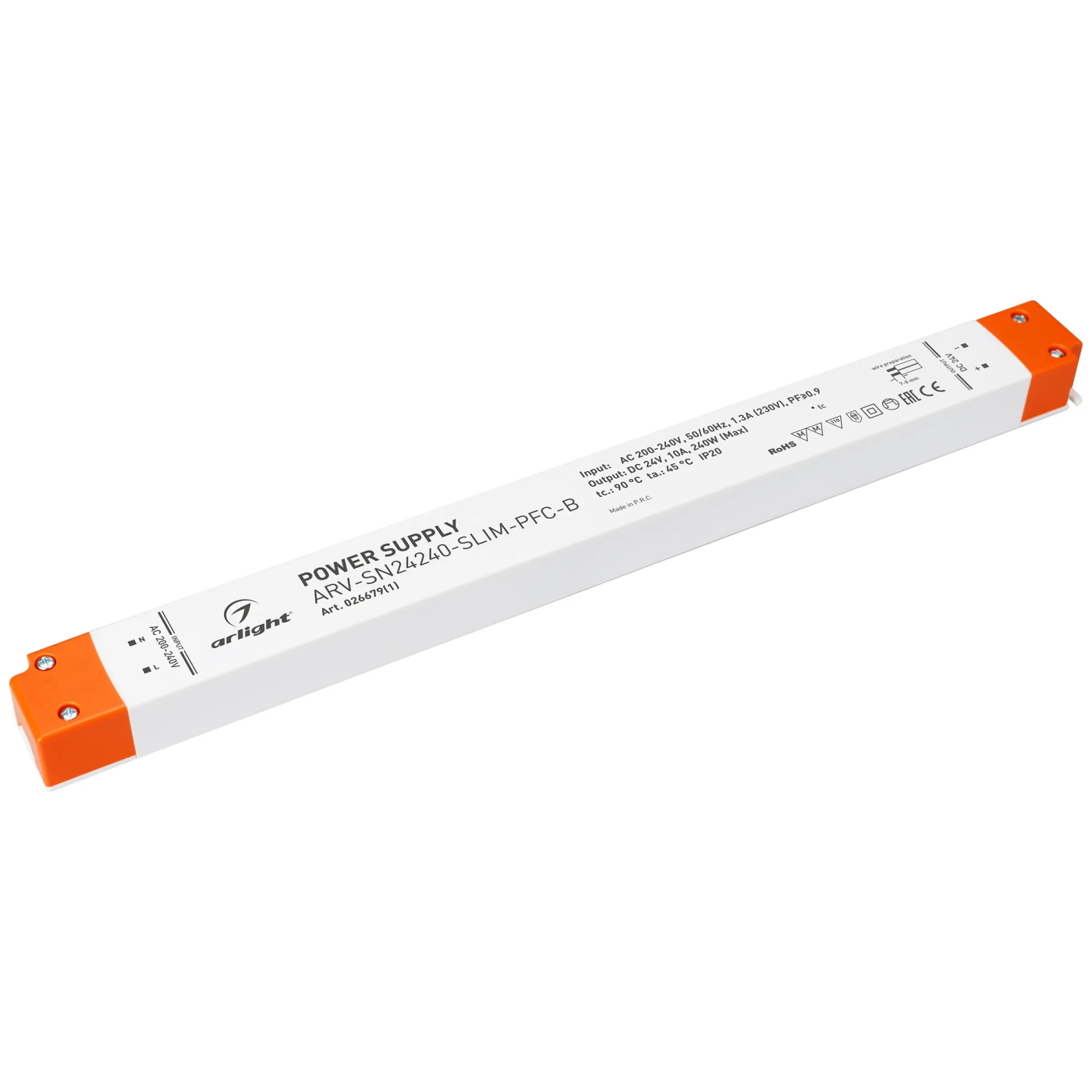 Изображение товара Блок питания ARV-SN24240-SLIM-PFC-B (24V, 10A, 240W) (Arlight, IP20 Пластик, 3 года) 026679(1)