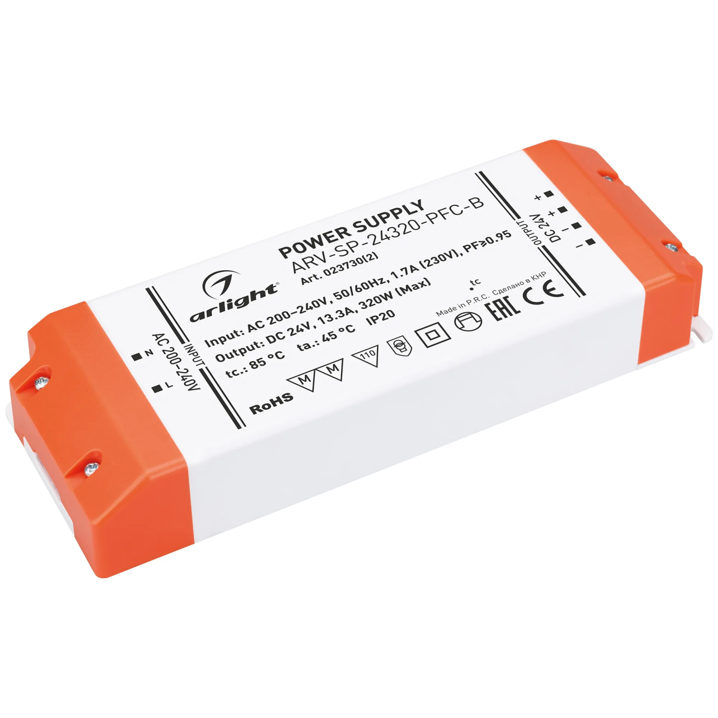 Изображение товара Блок питания ARV-SP-24320-PFC-B (24V, 13.3A, 320W) (Arlight, IP20 Пластик, 5 лет) 023730(2)