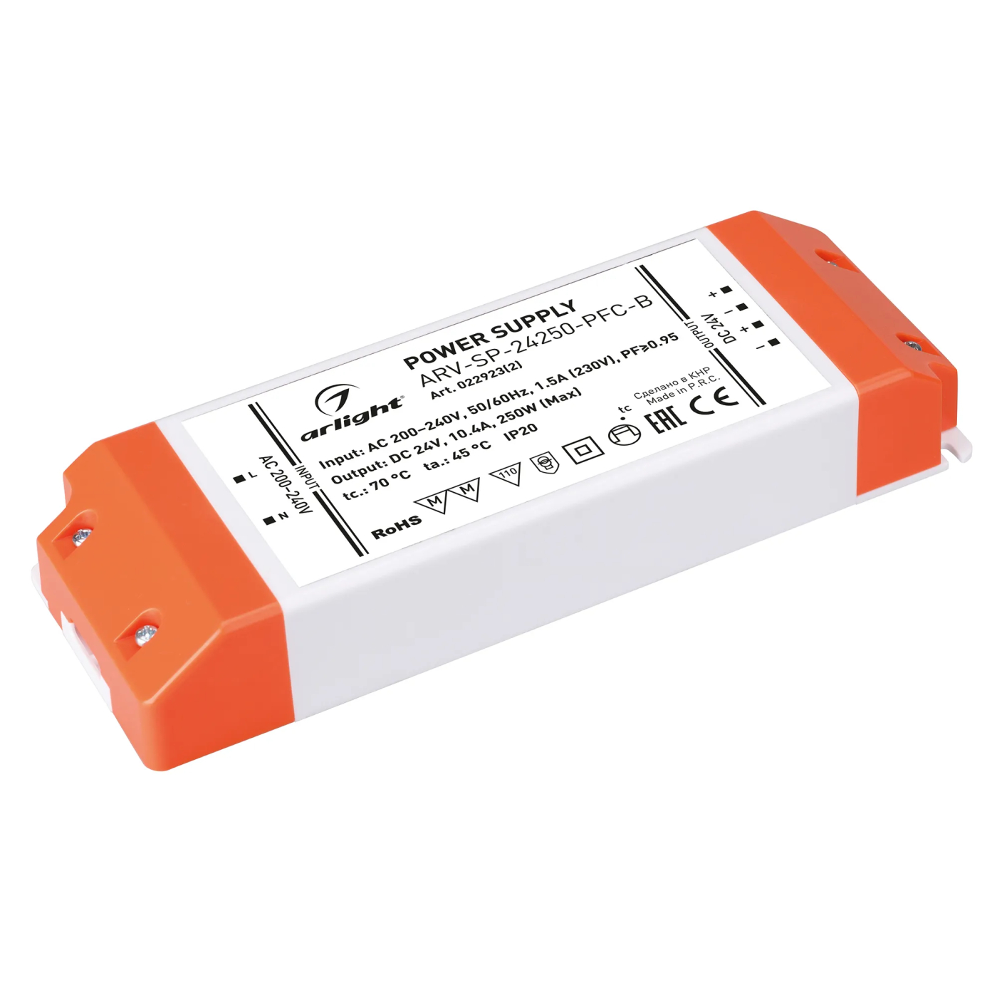 Изображение товара Блок питания ARV-SP-24250-PFC-B (24V, 10.4A, 250W) (Arlight, IP20 Пластик, 5 лет) 022923(2)