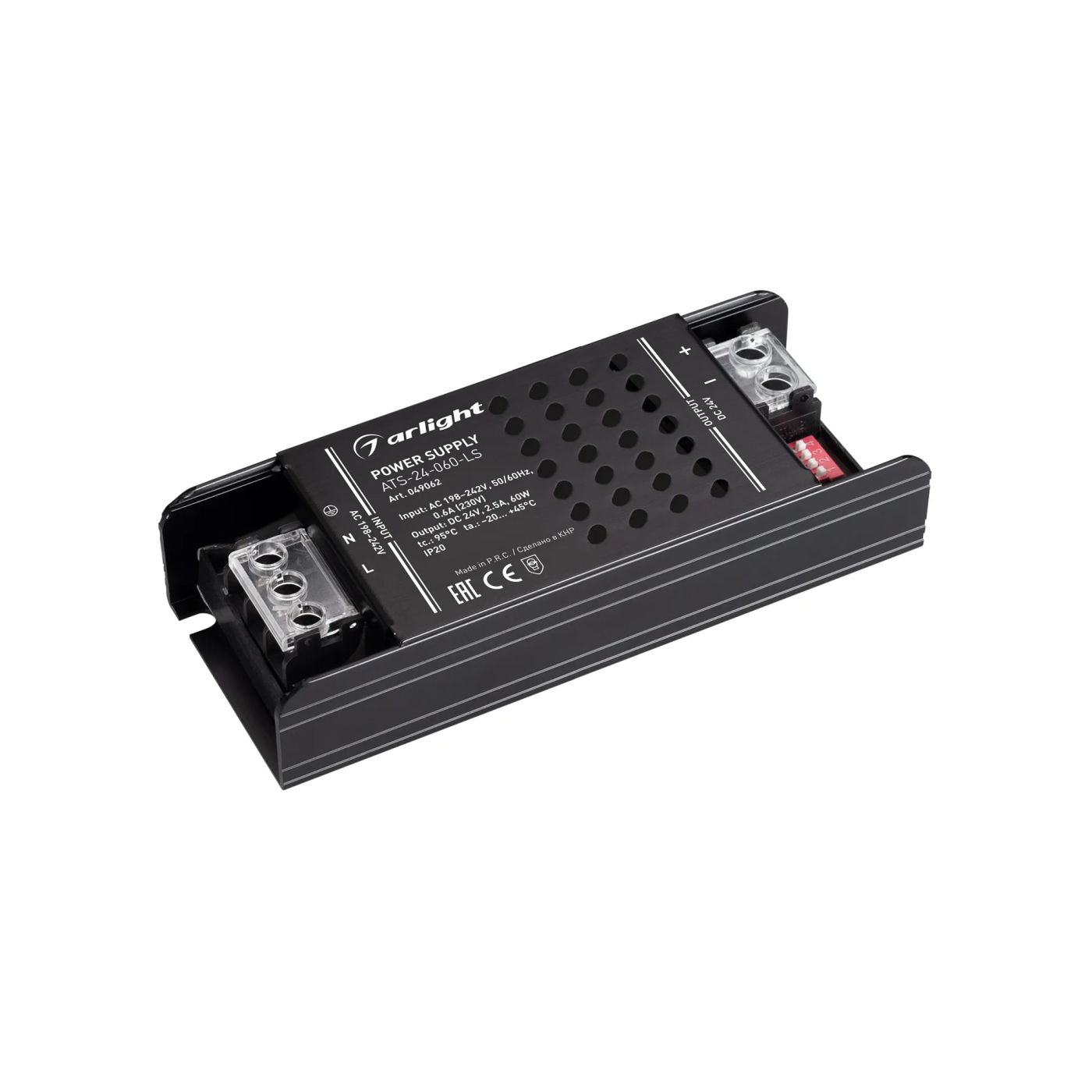 Изображение товара Блок питания ATS-24-060-LS (24V, 2.5A, 60W) (Arlight, IP20 Сетка, 5 лет) 049062