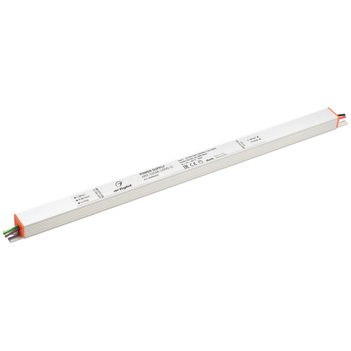 Изображение товара Блок питания ARV-24048-LONG-D (24V, 2A, 48W) (Arlight, IP20 Металл, 3 года) 046044(2)