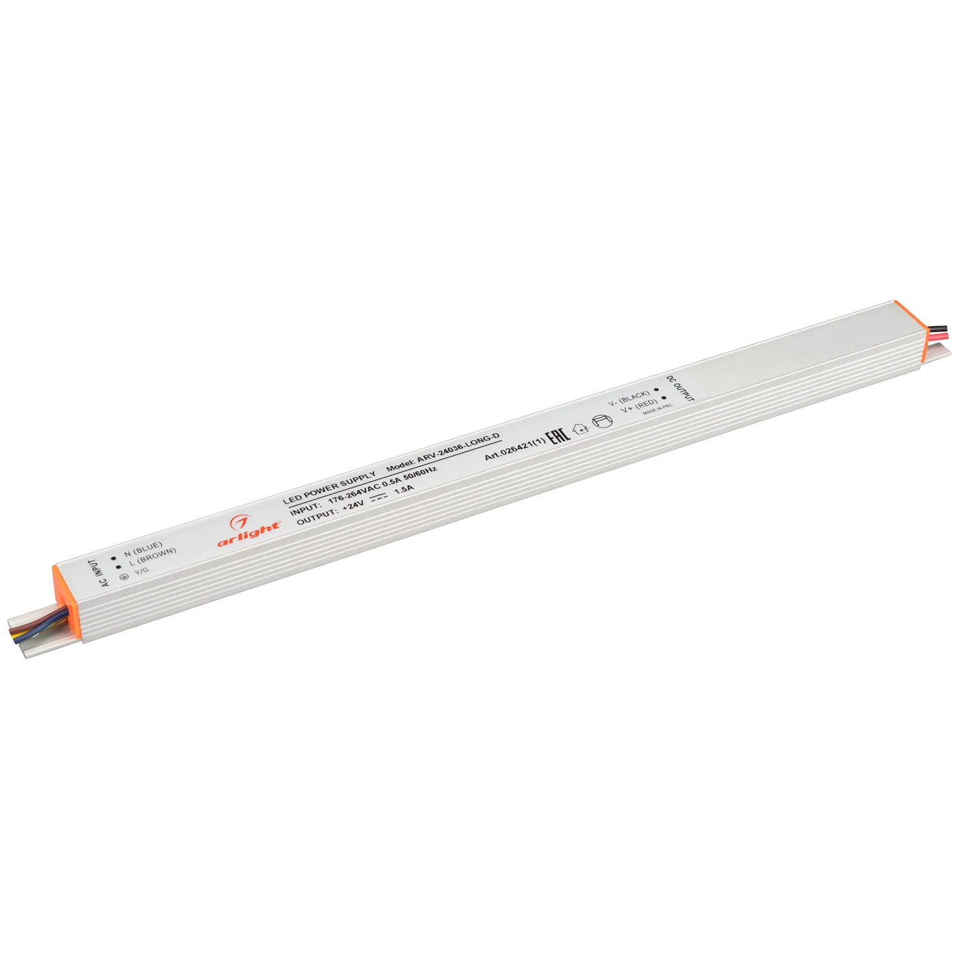 Изображение товара Блок питания ARV-24036-LONG-D (24V, 1.5A, 36W) (Arlight, IP20 Металл, 2 года) 026421(1)