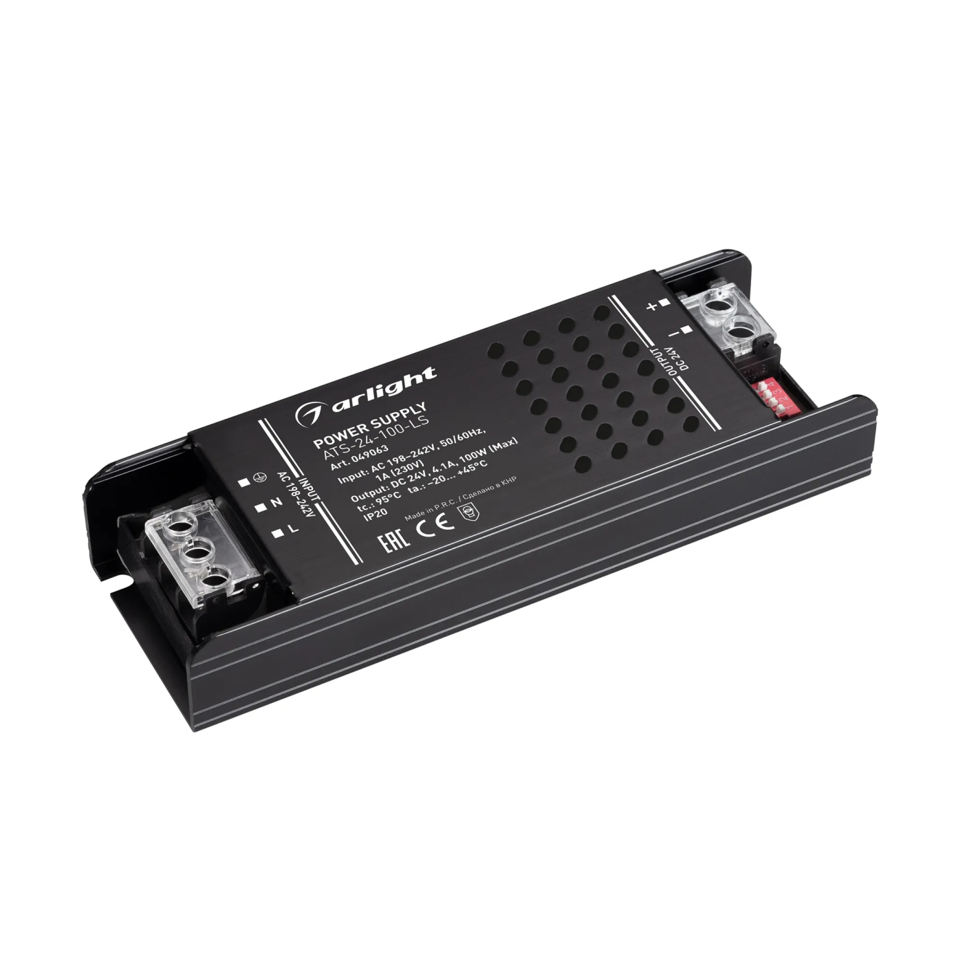 Изображение товара Блок питания ATS-24-100-LS (24V, 4.1A, 100W) (Arlight, IP20 Сетка, 5 лет) 049063