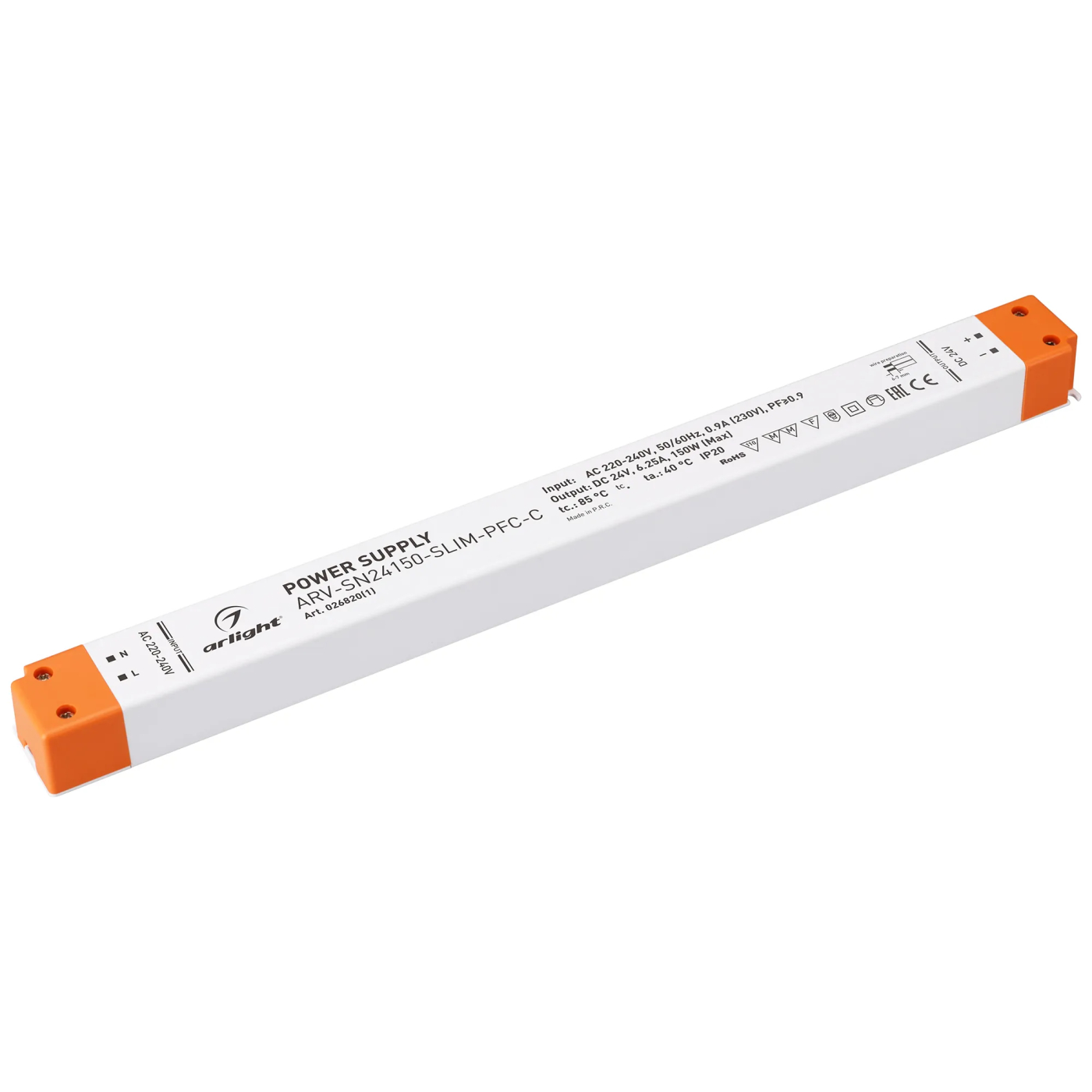 Изображение товара Блок питания ARV-SN24150-SLIM-PFC-C (24V, 6.25A, 150W) (Arlight, IP20 Пластик, 3 года) 026820(1)
