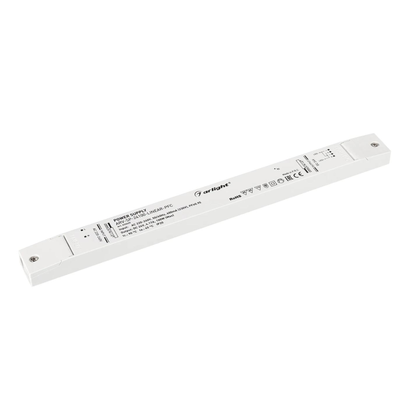 Изображение товара Блок питания ARV-SP-24100-LINEAR-PFC (24V, 4.17A, 100W) (Arlight, IP20 Пластик, 5 лет) 032625