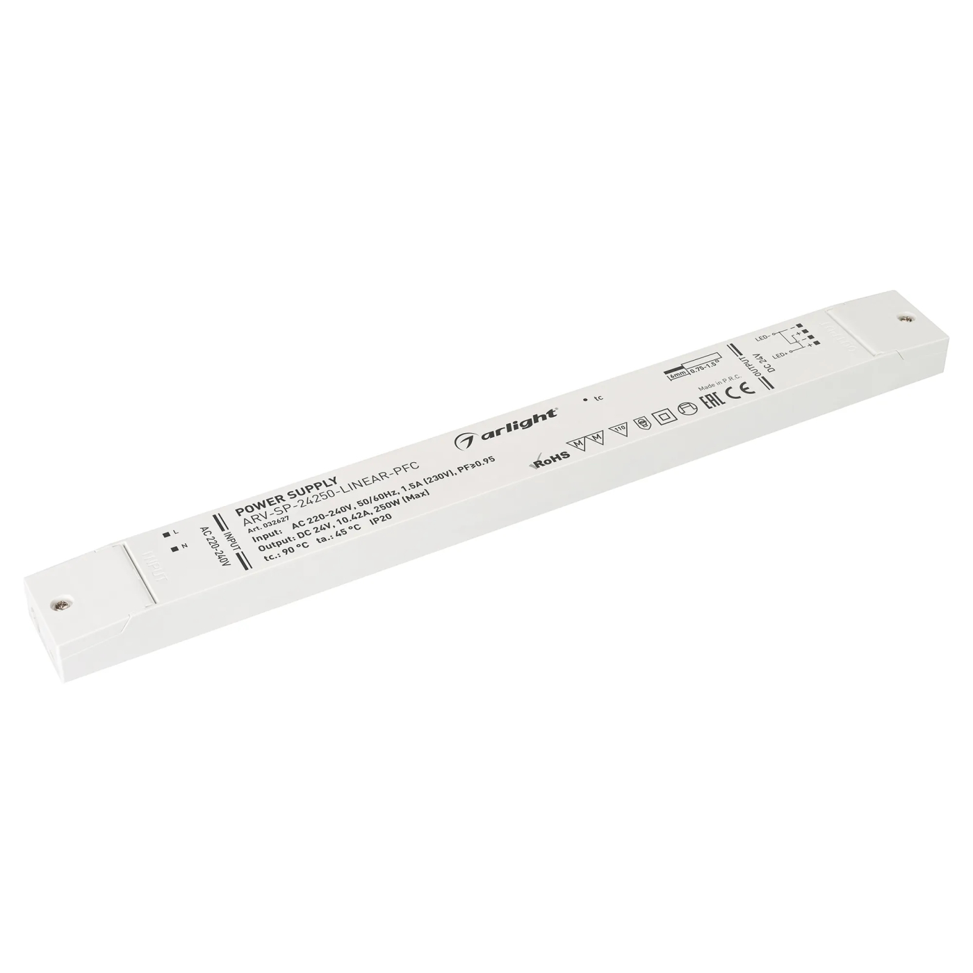 Изображение товара Блок питания ARV-SP-24250-LINEAR-PFC (24V, 10.42A, 250W) (Arlight, IP20 Пластик, 5 лет) 032627