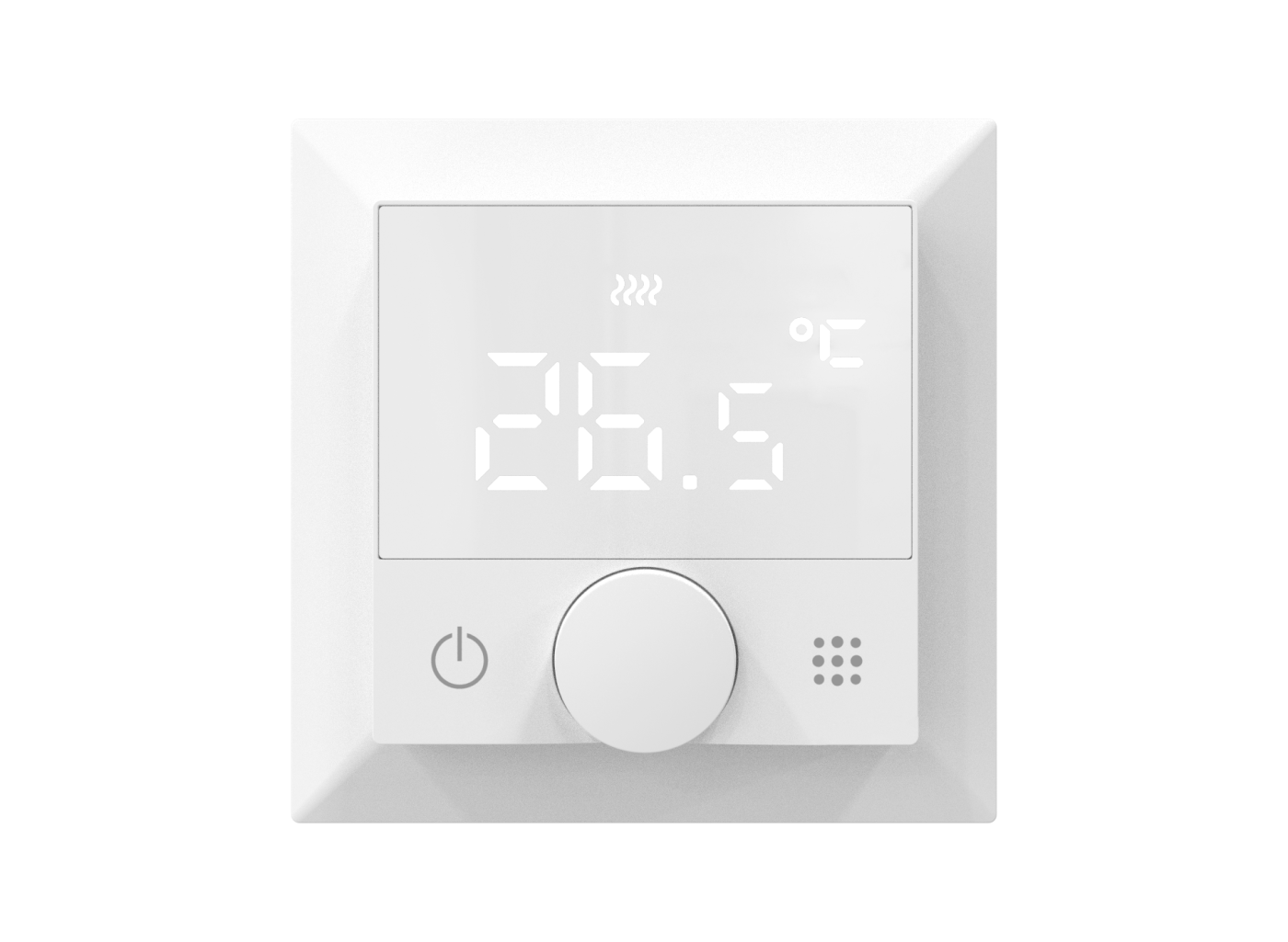 Изображение товара Термостат с датчиком пола, программируемый, 16 A, 55*55 мм.белый, ручка настройки DTEF16WA Donel
