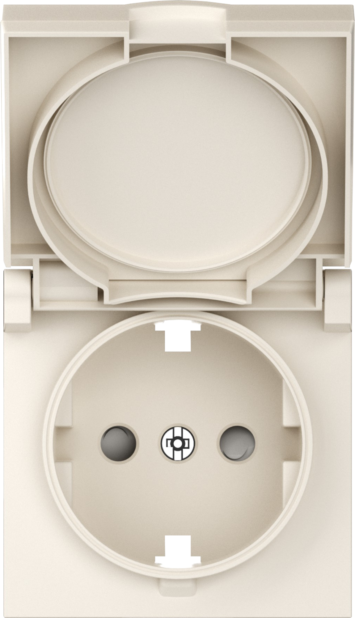 Изображение товара Накладка для розетки Schuko с заземлением, с крышкой, 16A 250 В~, матовый кремовый, A07 Donel, DE45431