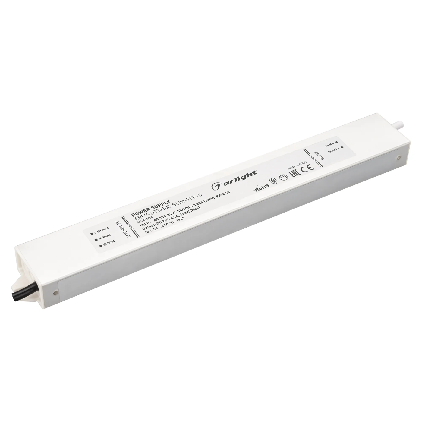 Изображение товара Блок питания ARPV-LG24100-SLIM-PFC-D (24V, 4.2A, 100W) (Arlight, IP67 Металл, 5 лет) 031722