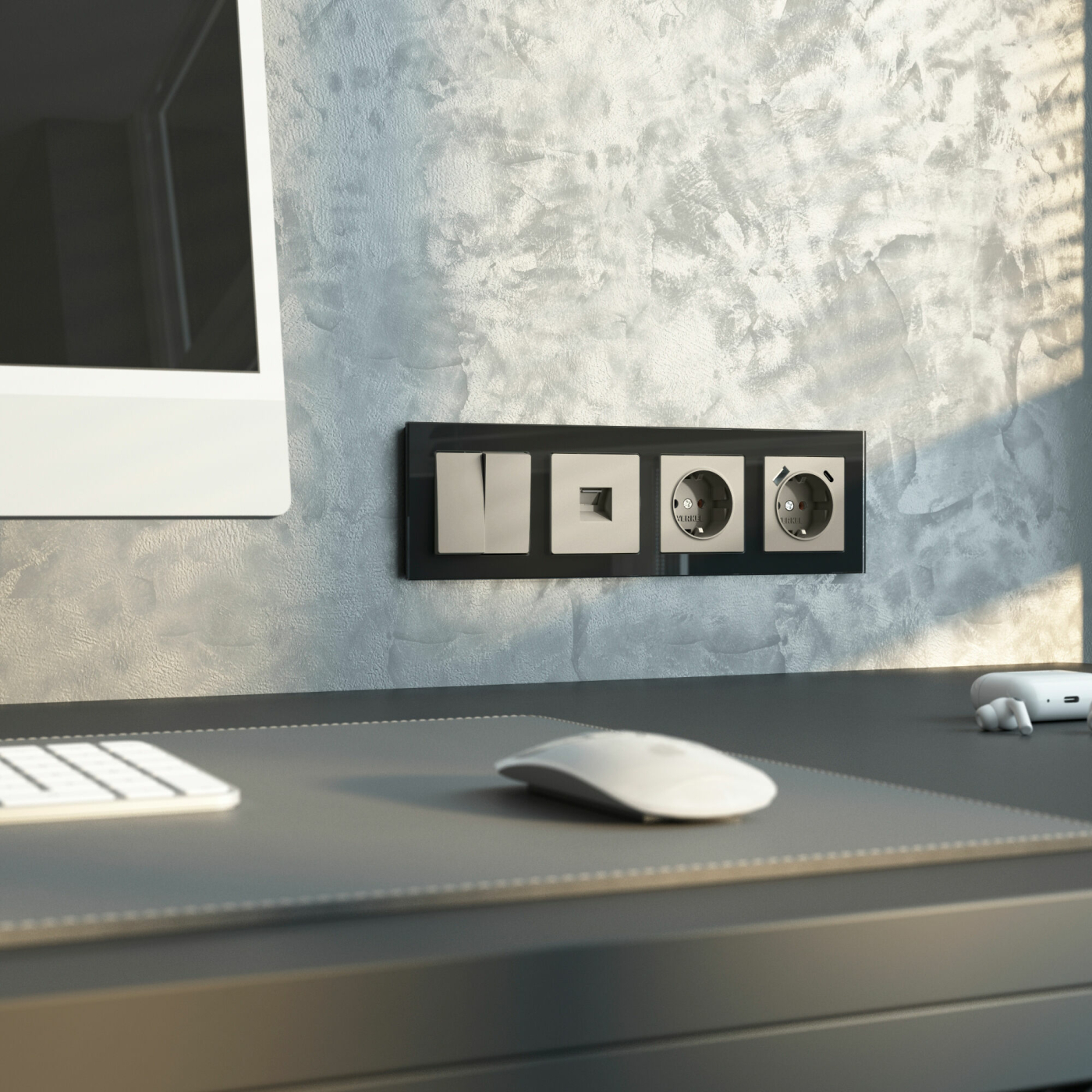 Изображение товара Розетка с заземлением, шторками и USB тип A+C (дымчатый) W1271704, Werkel