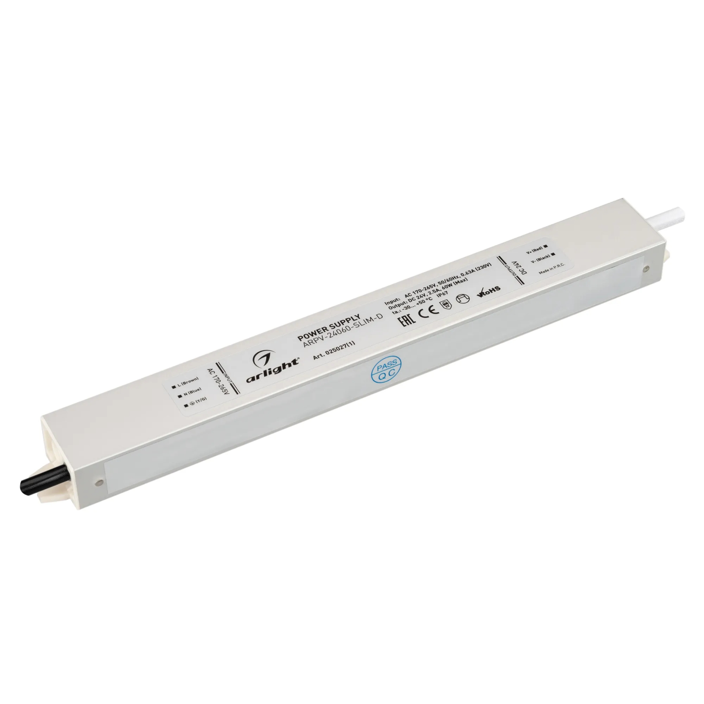 Изображение товара Блок питания ARPV-24060-SLIM-D (24V, 2.5A, 60W) (Arlight, IP67 Металл, 3 года) 025027(1)