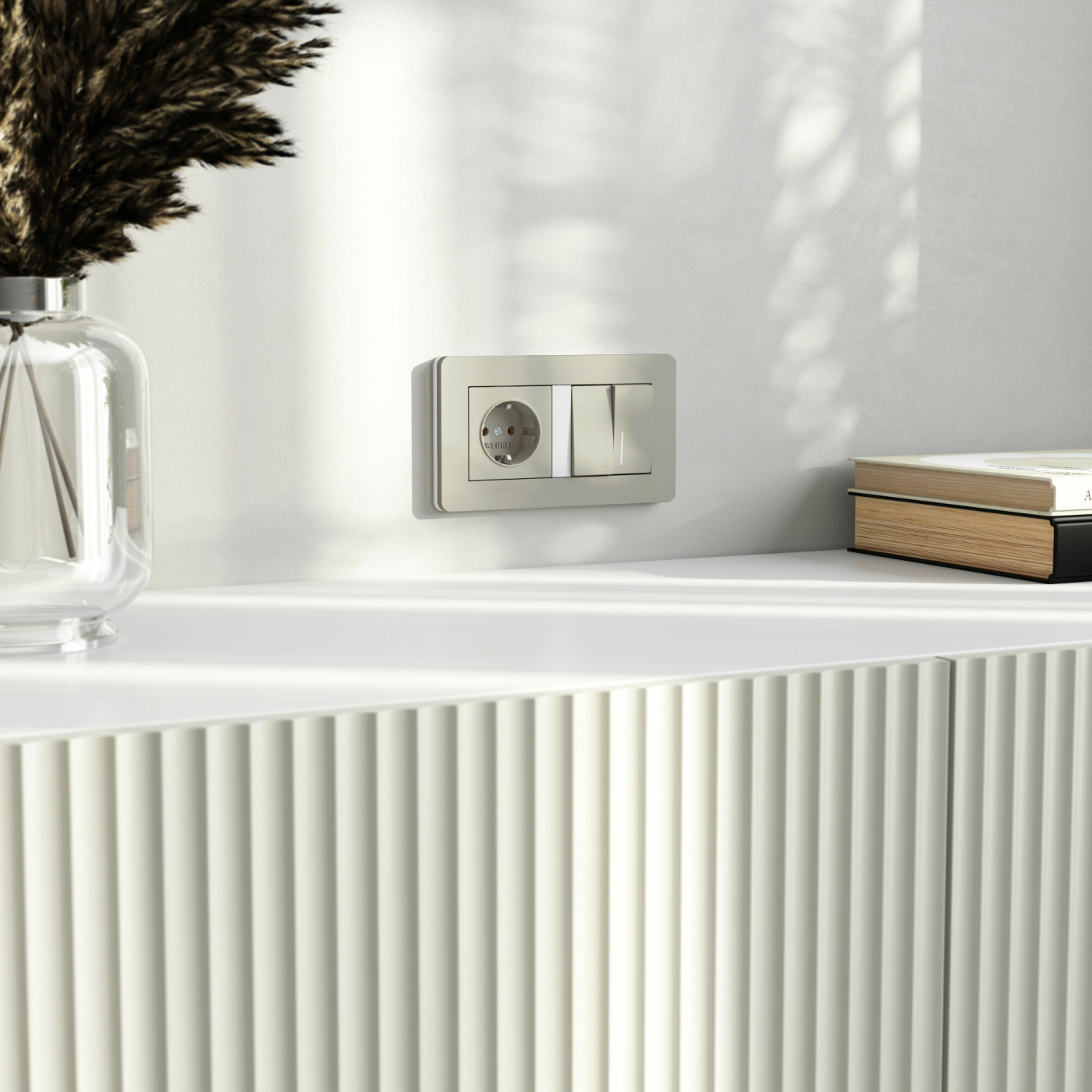 Изображение товара Выключатель двухклавишный проходной с подсветкой (дымчатый) W1222104, Werkel