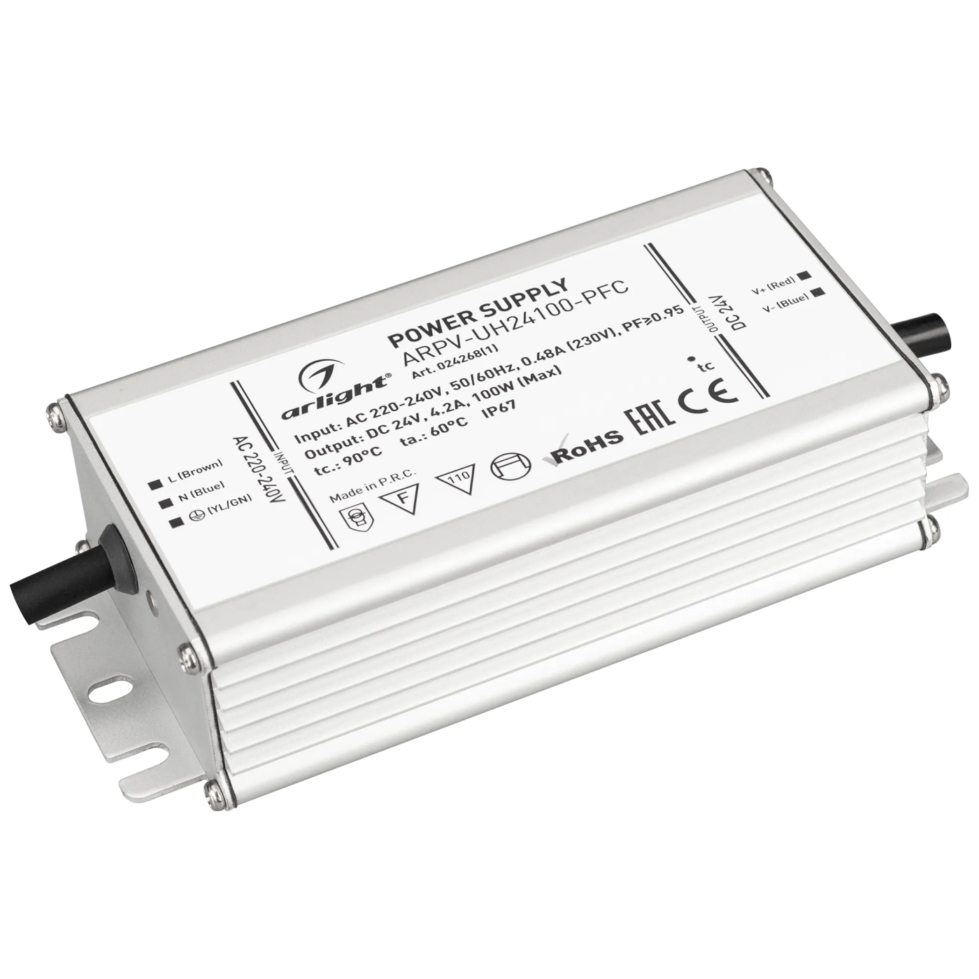 Изображение товара Блок питания ARPV-UH24100-PFC (24V, 4.2A, 100W) (Arlight, IP67 Металл, 7 лет) 024268(1)