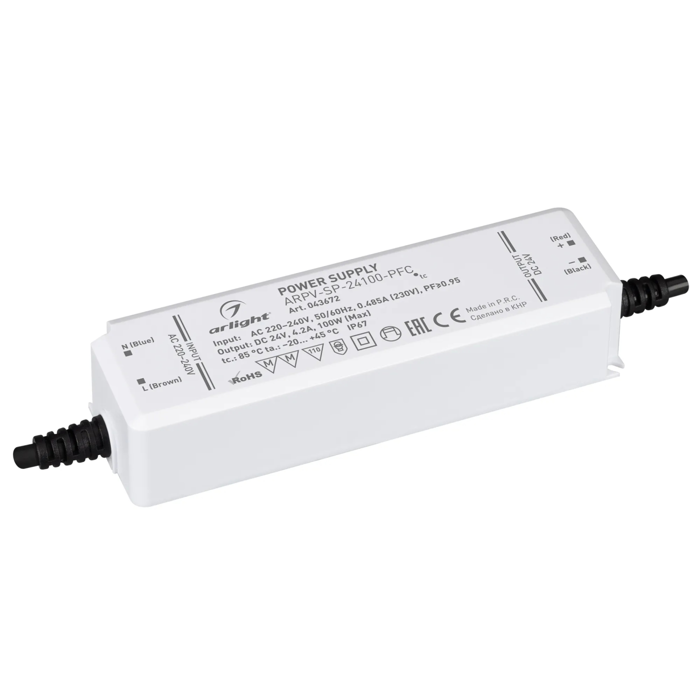 Изображение товара Блок питания ARPV-SP-24100-PFC (24V, 4.2A, 100W) (Arlight, IP67 Пластик, 5 лет) 043672