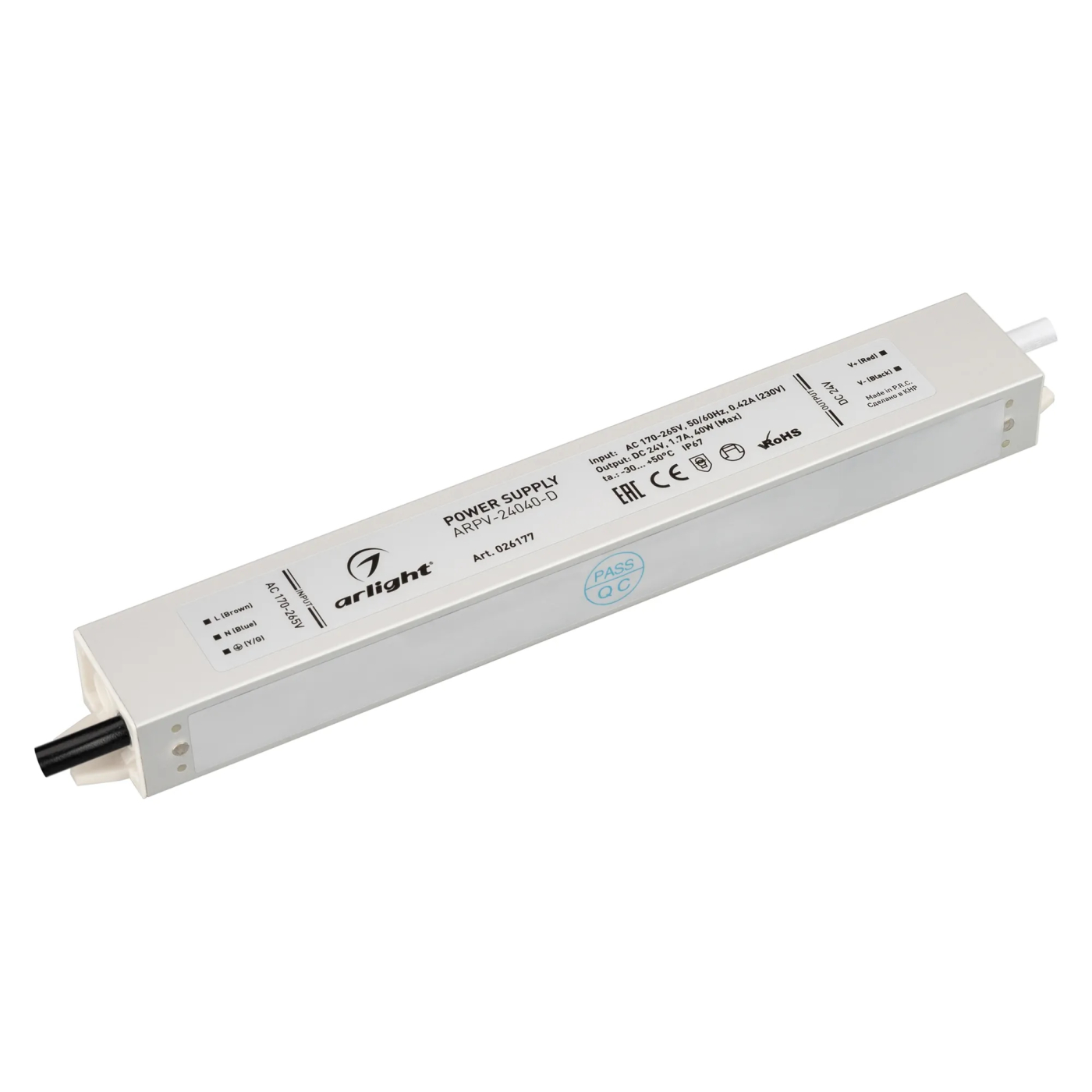 Изображение товара Блок питания ARPV-24040-D (24V, 1.7A, 40W) (Arlight, IP67 Металл, 3 года) 026177