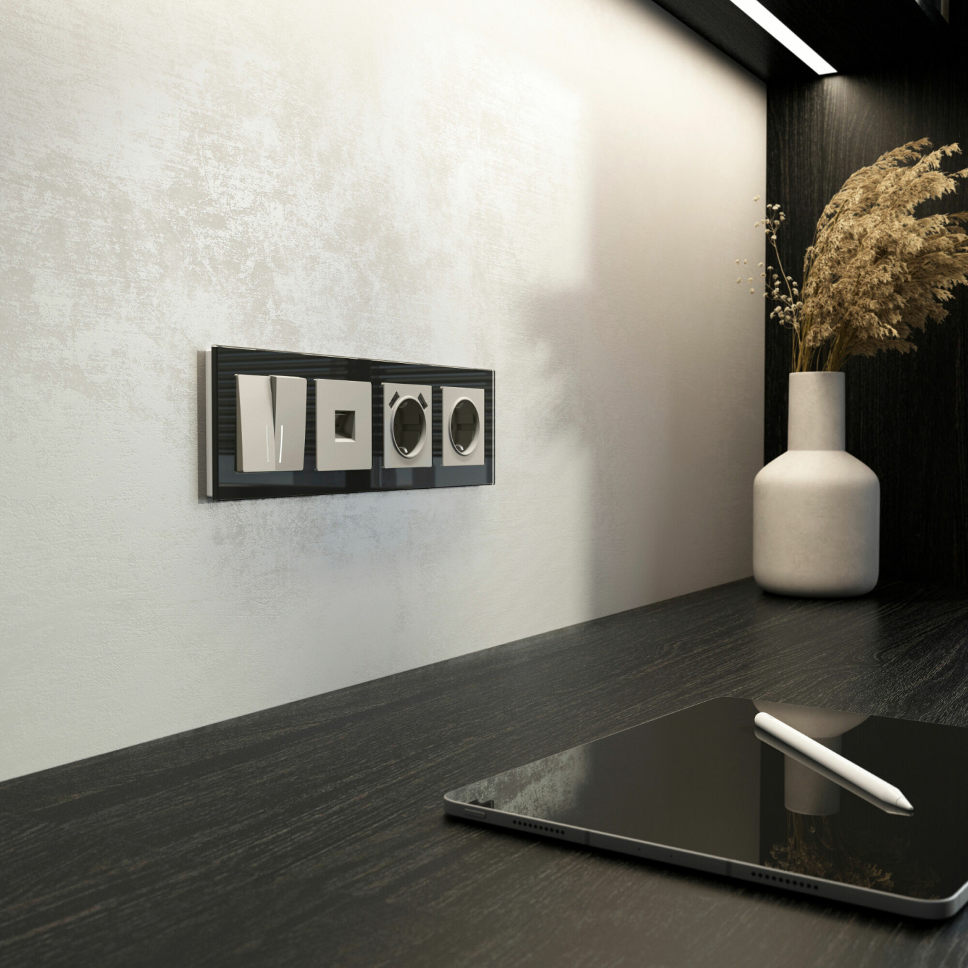 Изображение товара Выключатель двухклавишный с подсветкой (дымчатый) W1220104, Werkel