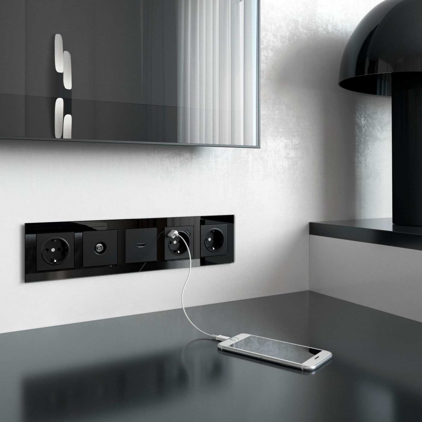 Изображение товара Рамка на 5 постов Favorit (чёрный,стекло) W0051108, Werkel