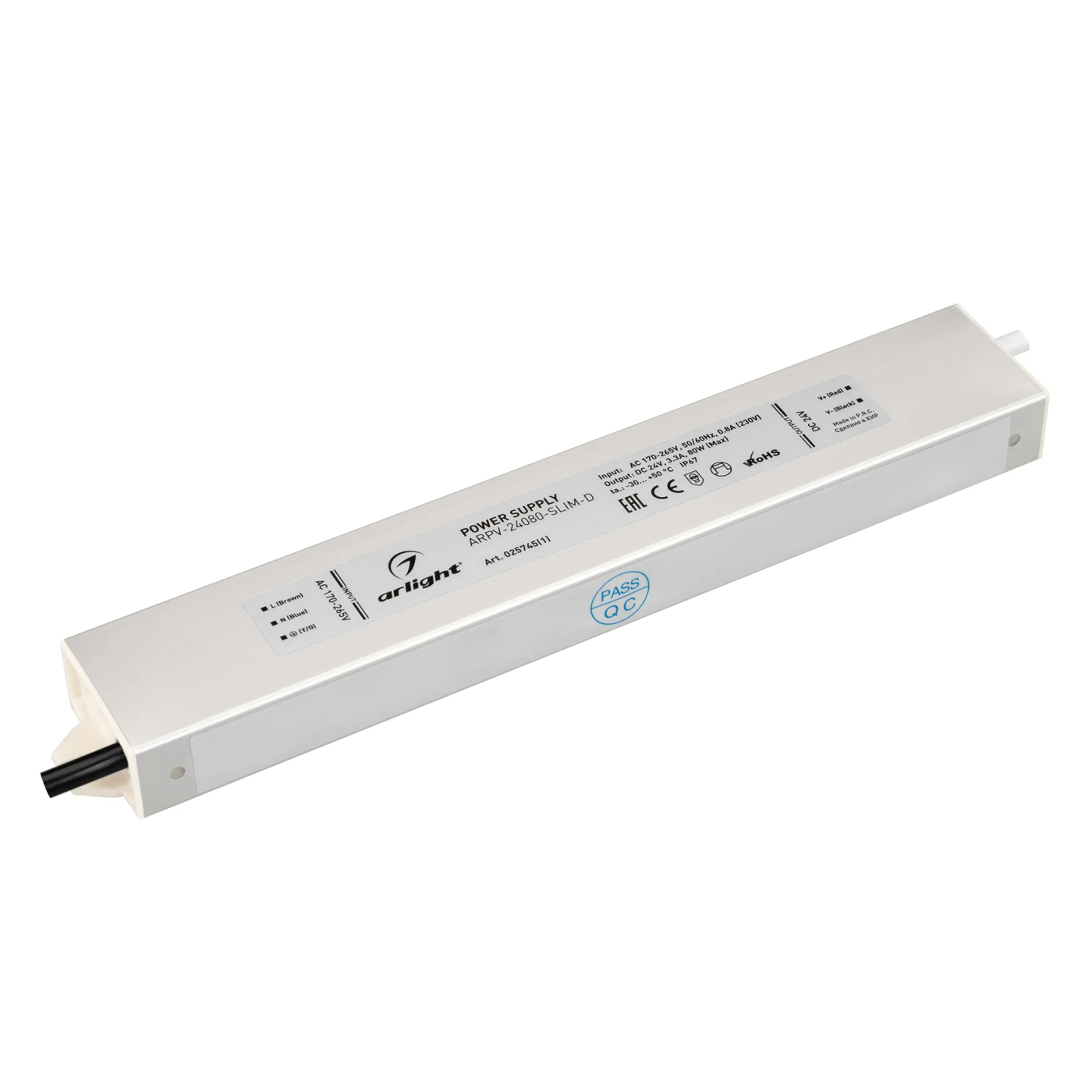 Изображение товара Блок питания ARPV-24080-SLIM-D (24V, 3.3A, 80W) (Arlight, IP67 Металл, 3 года) 025745(1)