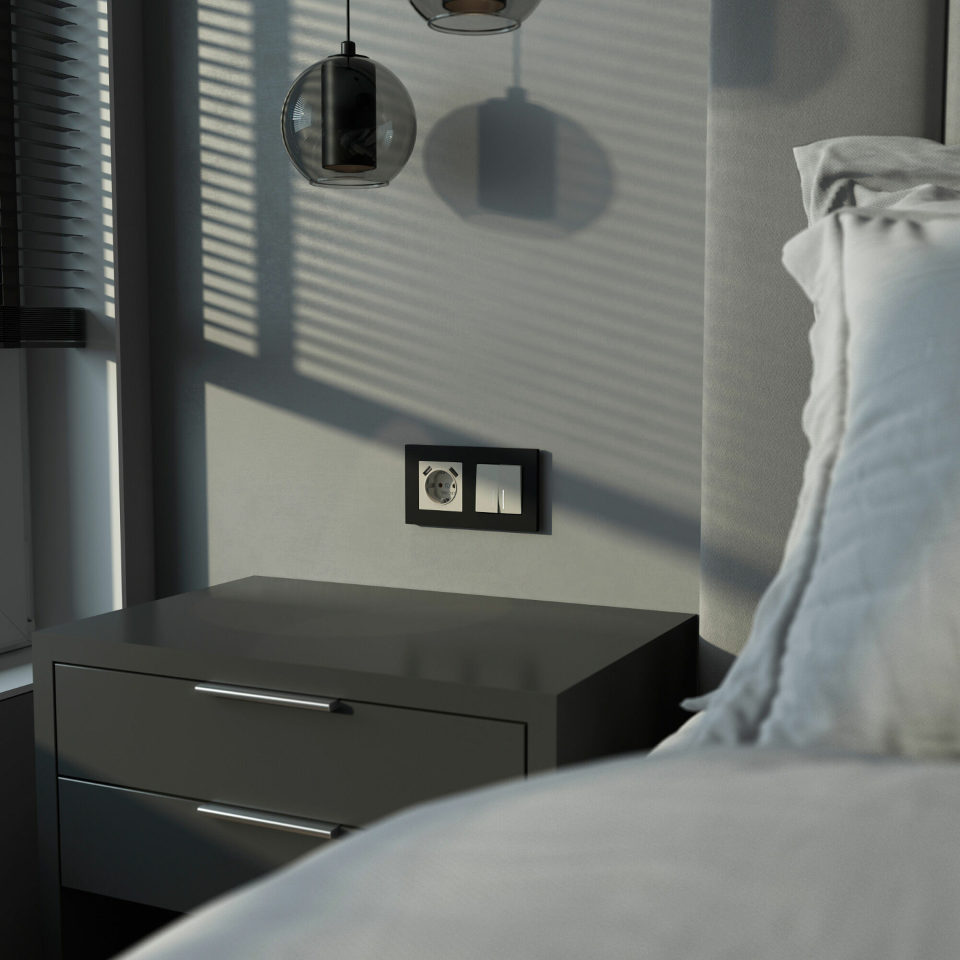 Изображение товара Выключатель двухклавишный проходной с подсветкой (дымчатый) W1222104, Werkel