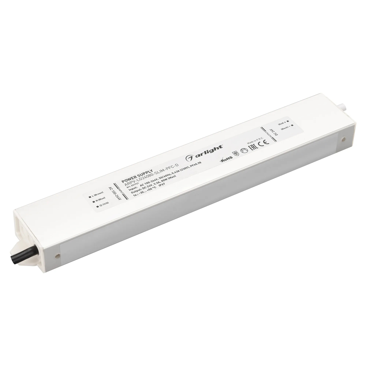 Изображение товара Блок питания ARPV-LG24080-SLIM-PFC-D (24V, 3.3A, 80W) (Arlight, IP67 Металл, 5 лет) 031721