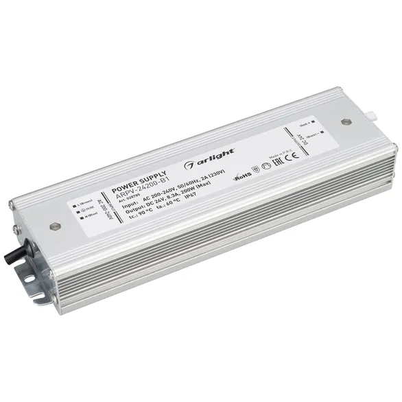Изображение товара Блок питания ARPV-24200-B1 (24V, 8,3A, 200W) (Arlight, IP67 Металл, 3 года) 028785