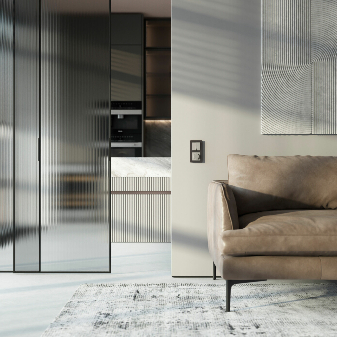 Изображение товара Выключатель двухклавишный проходной с подсветкой (дымчатый) W1222104, Werkel