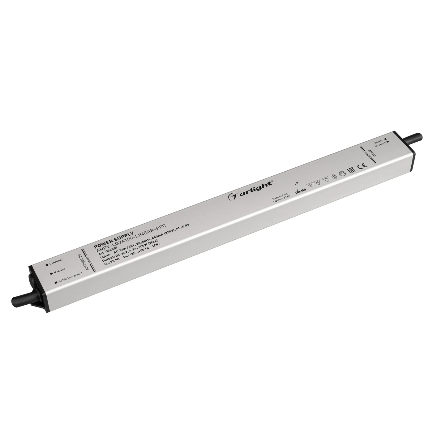 Изображение товара Блок питания ARPV-LG24100-LINEAR-PFC (24V, 4.2A, 100W) (Arlight, IP67 Металл, 5 лет) 034889