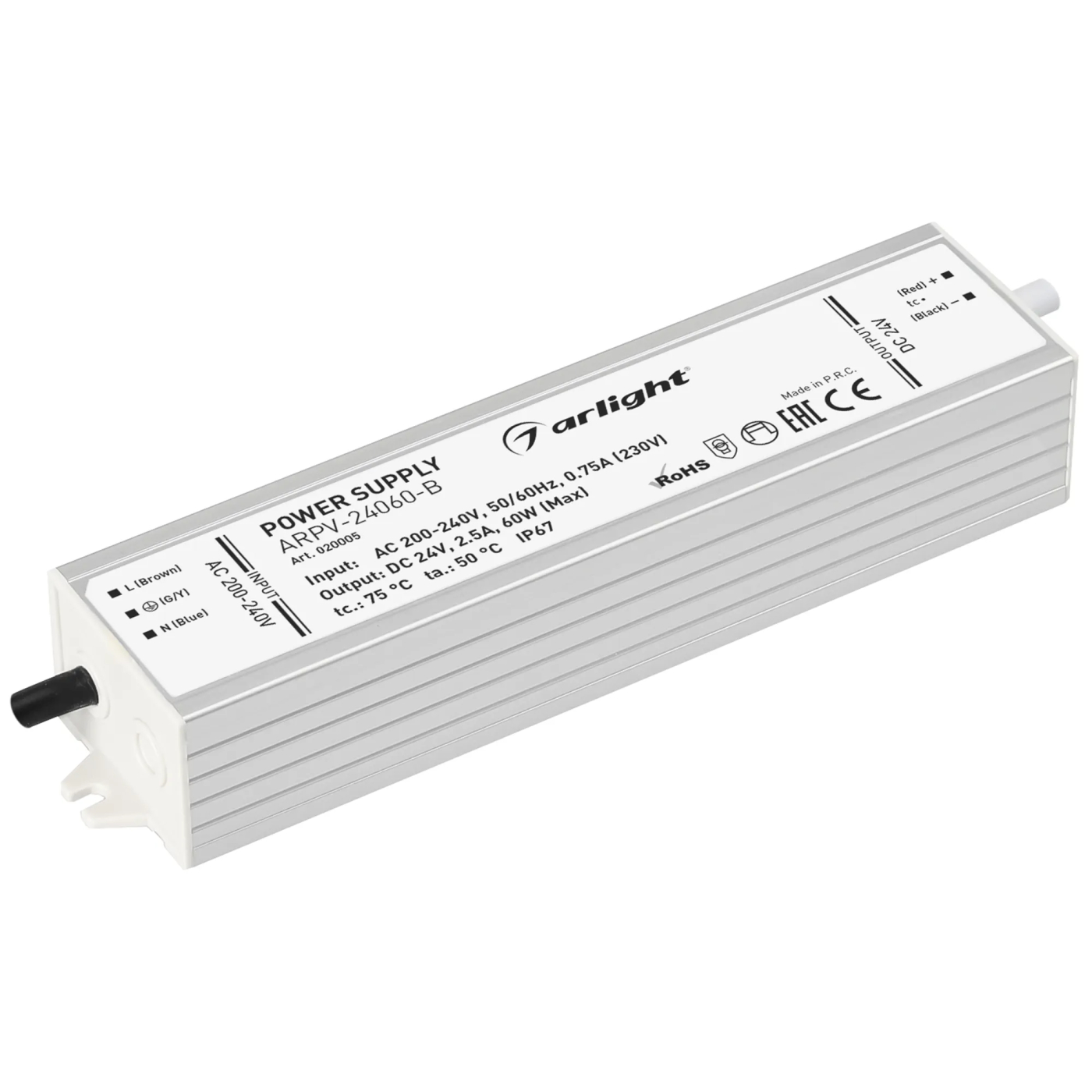 Изображение товара Блок питания ARPV-24060-B (24V, 2.5A, 60W) (Arlight, IP67 Металл, 3 года) 020005