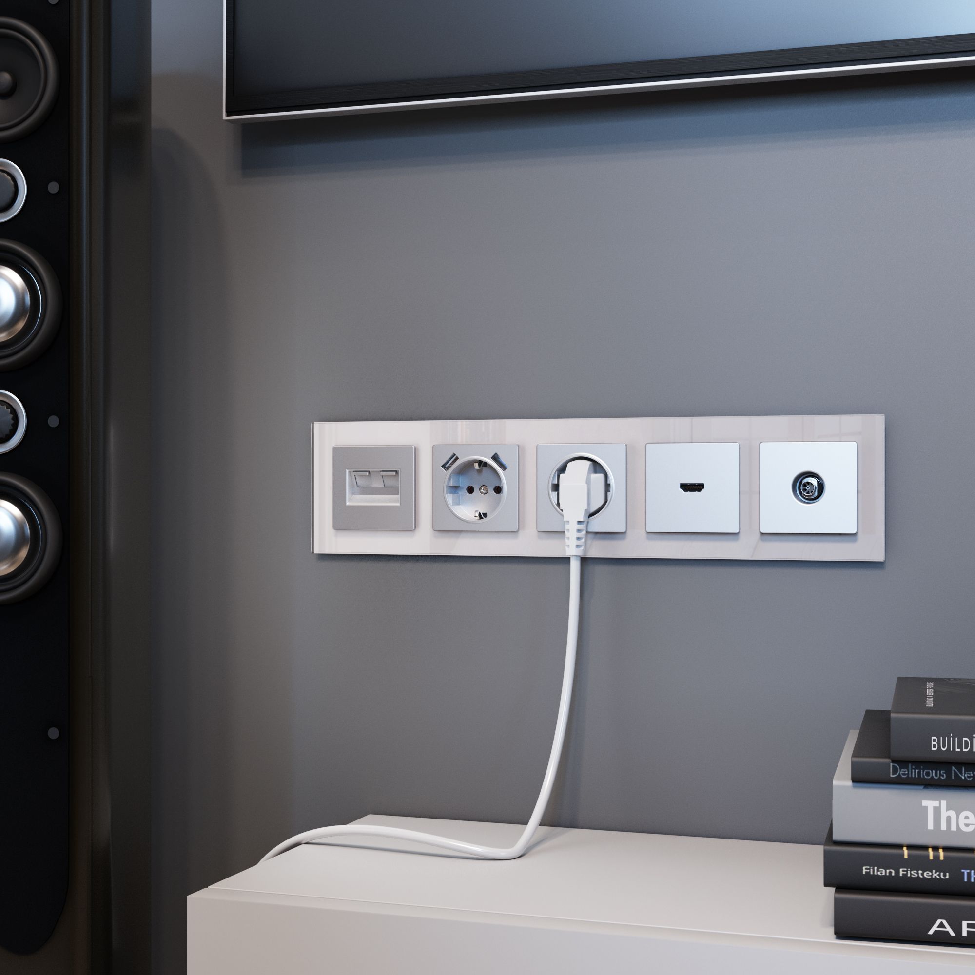 Изображение товара Рамка на 5 постов (дымчатый, стекло) W0051117 Werkel