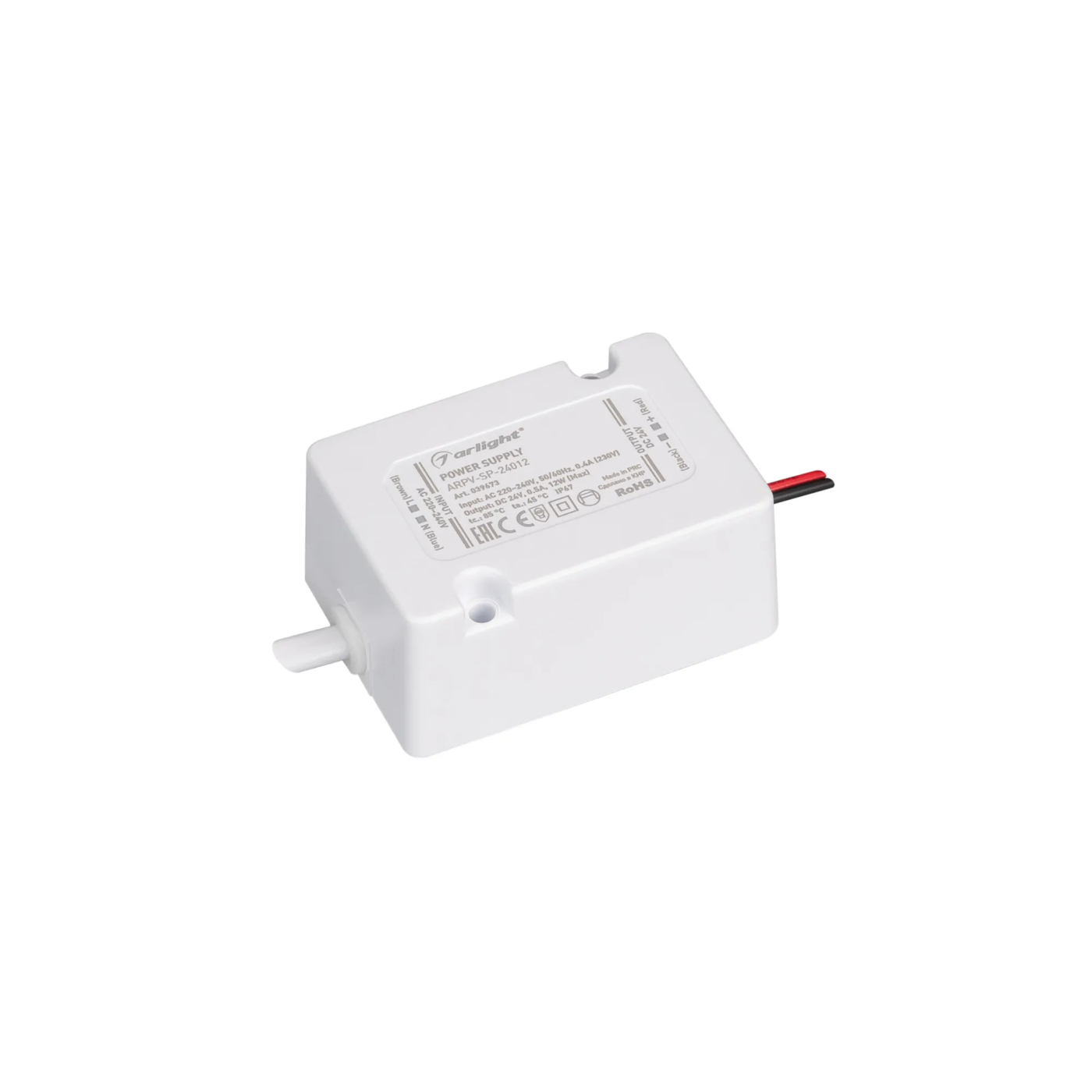 Изображение товара Блок питания ARPV-SP-24012 (24V, 0.5A, 12W) (Arlight, IP67 Пластик, 5 лет) 039673