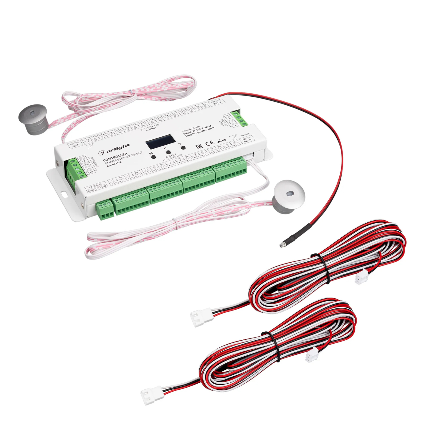 Изображение товара Контроллер лестничный SMART-STEP-32-2S-SUF (5-24V, 32x1A, SPI) (Arlight, IP20 Пластик, 5 лет) 033122
