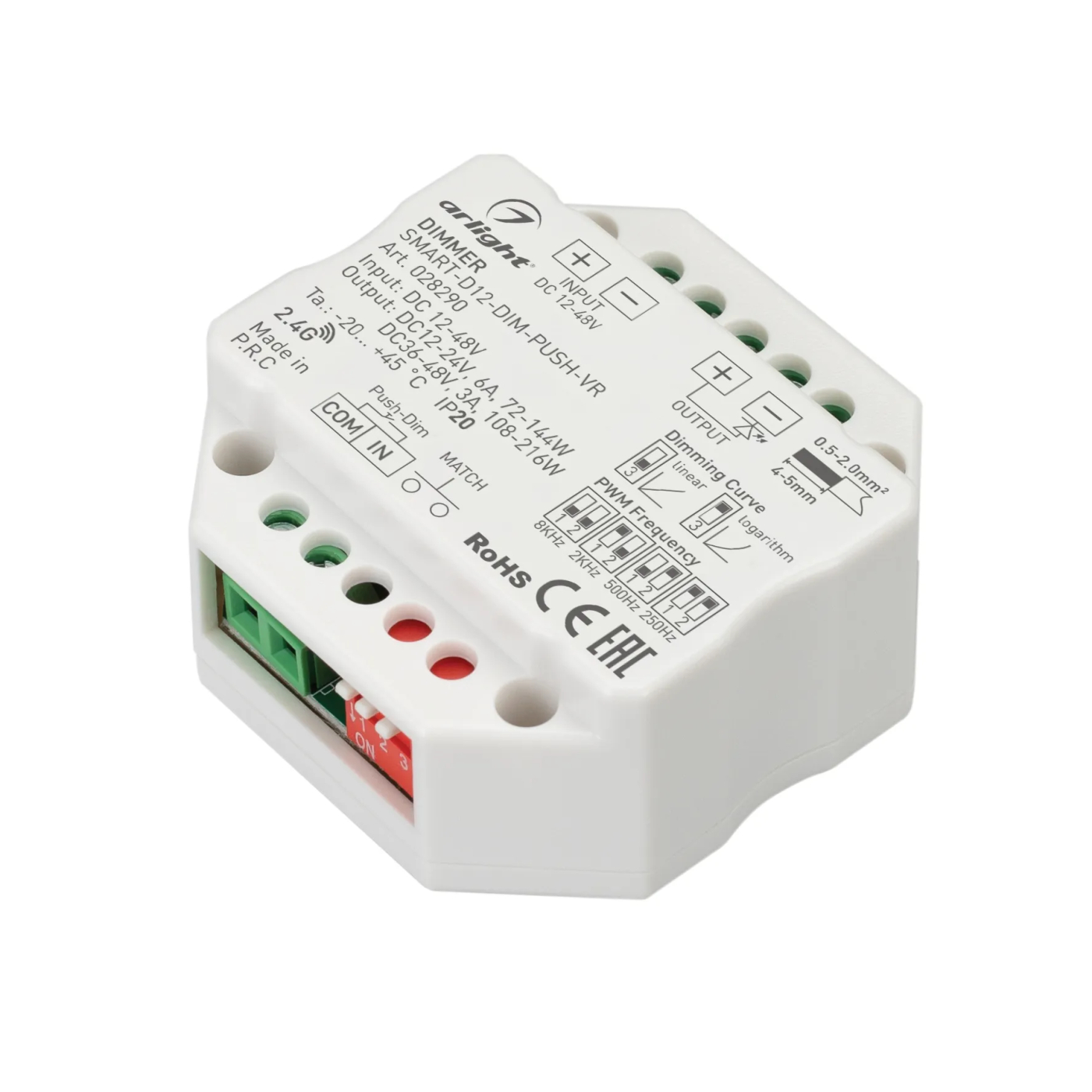Изображение товара Диммер SMART-D12-DIM-PUSH-VR (12-48V, 1x6A, 2.4G) (Arlight, IP20 Пластик, 5 лет) 028290