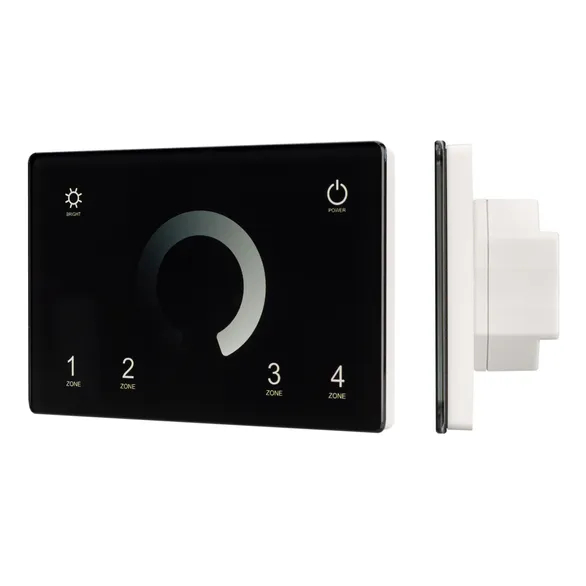 Изображение товара Панель Sens SMART-P79-DIM Black (230V, 4 зоны, 2.4G) (Arlight, IP20 Пластик, 5 лет) 028399