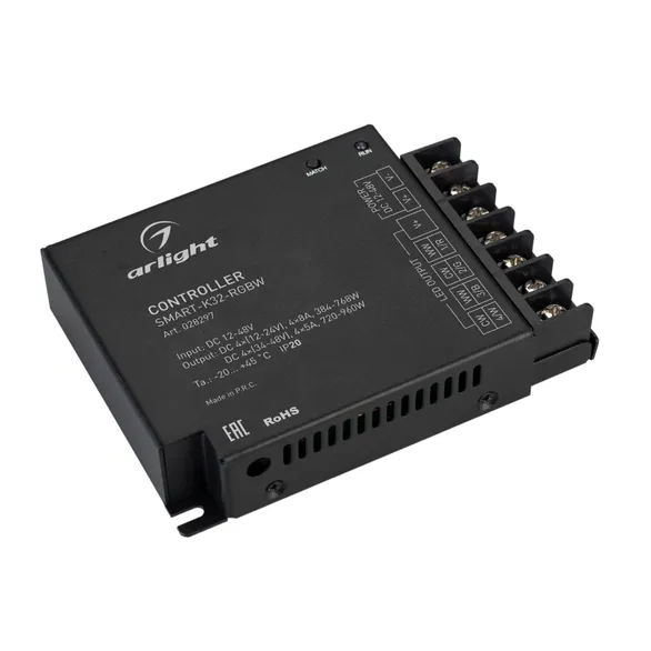 Изображение товара Контроллер SMART-K32-RGBW (12-48V, 4x8A, 2.4G) (Arlight, IP20 Металл, 5 лет) 028297