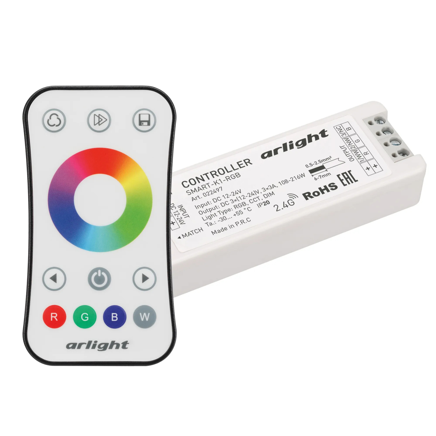 Изображение товара Контроллер SMART-RGB-SET-RING (12-24V, 3x3A, ПДУ 2.4G) (Arlight, IP20 Пластик, 5 лет) 034807