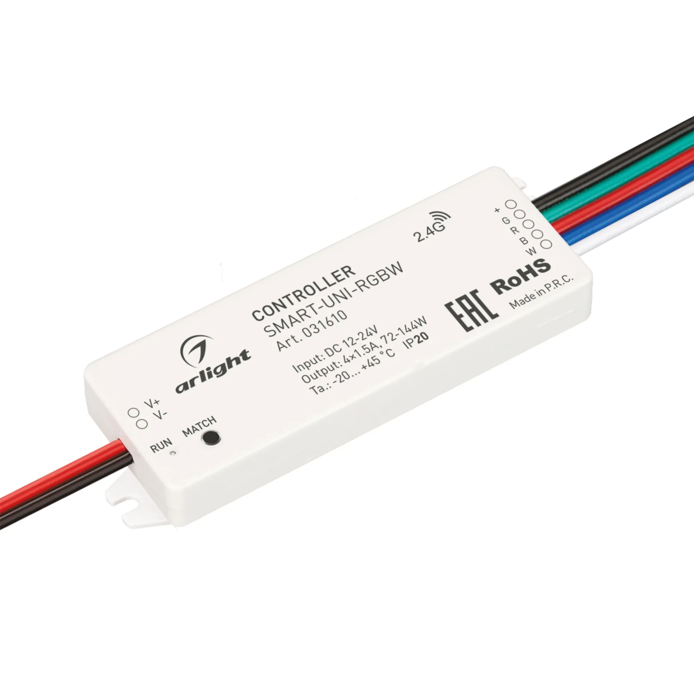 Изображение товара Контроллер SMART-UNI-RGBW (12-24V, 4x1.5A, 2.4G) (Arlight, IP20 Пластик, 5 лет) 031610