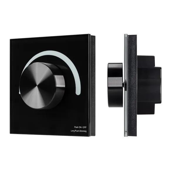 Изображение товара Панель SMART-P91-DIM-G-SUF Black (230V, Rotary, 2.4G) (Arlight, IP20 Пластик, 5 лет) 028425