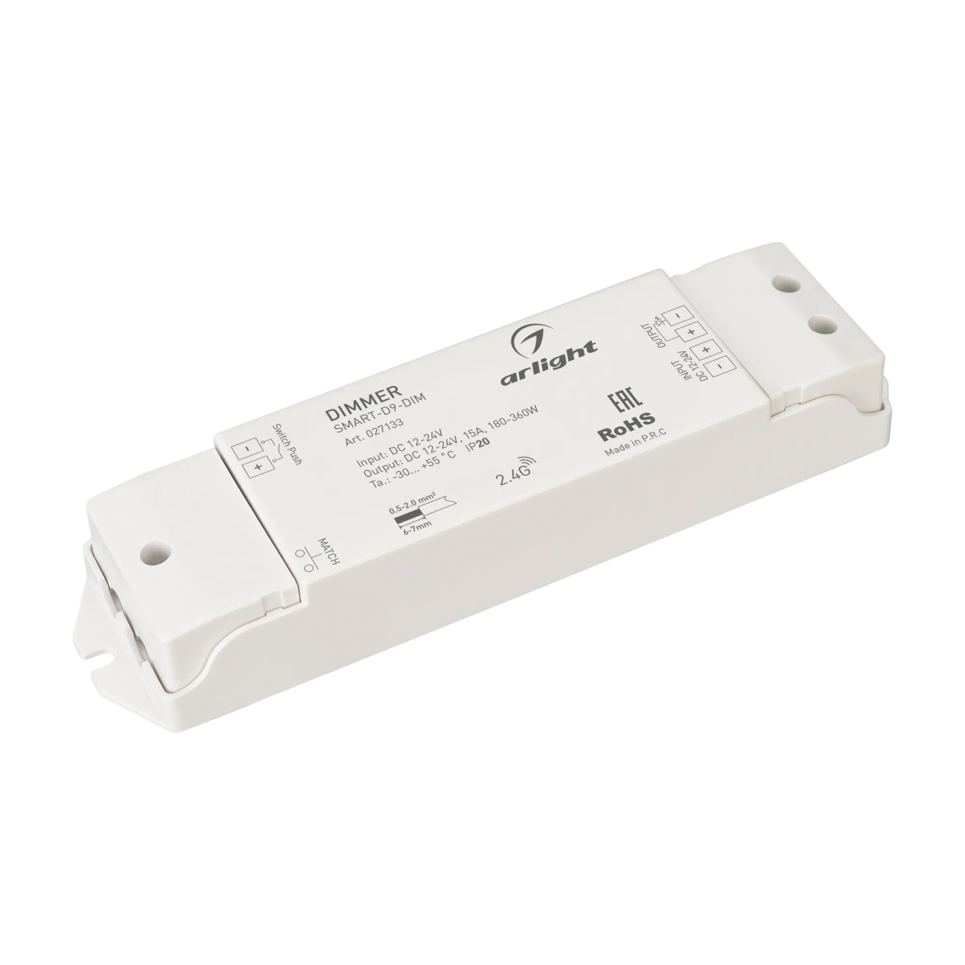 Изображение товара Диммер SMART-D9-DIM (12-24V, 1x15A, 2.4G) (Arlight, IP20 Пластик, 5 лет) 027133