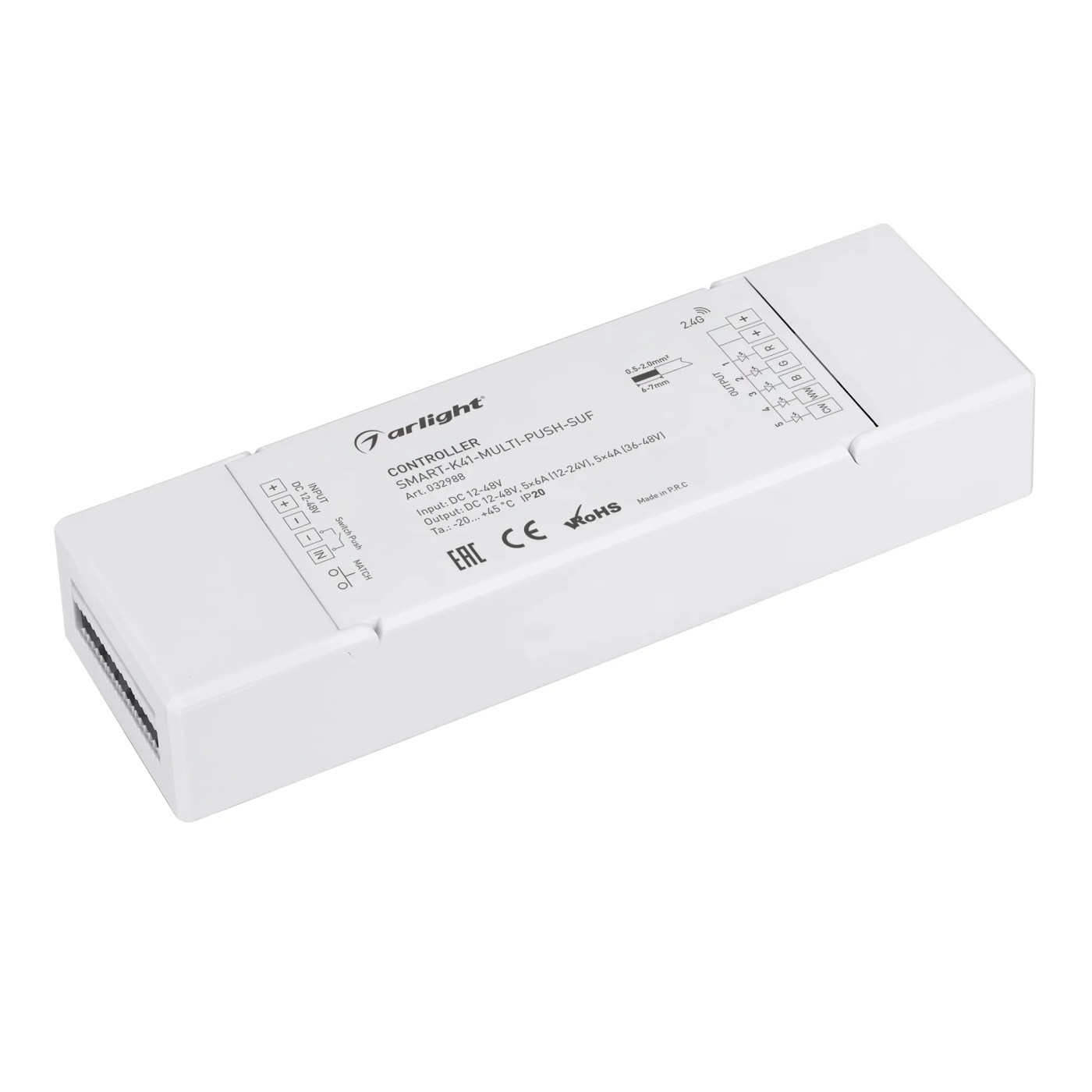 Изображение товара Контроллер SMART-K41-MULTI-PUSH-SUF (12-48V, 5x6A, RGB-MIX, 2.4G) (Arlight, IP20 Пластик, 5 лет) 032988