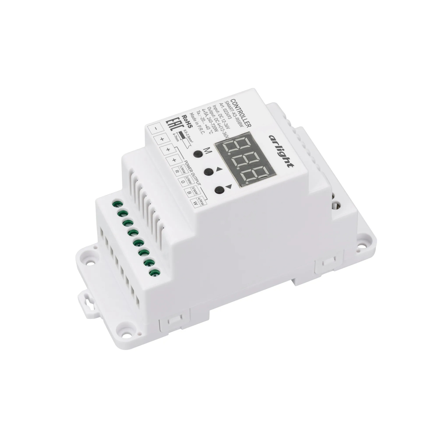 Изображение товара Контроллер SMART-K3-RGBW (12-36V, 4x5A, DIN, 2.4G) (Arlight, IP20 Пластик, 5 лет) 022493