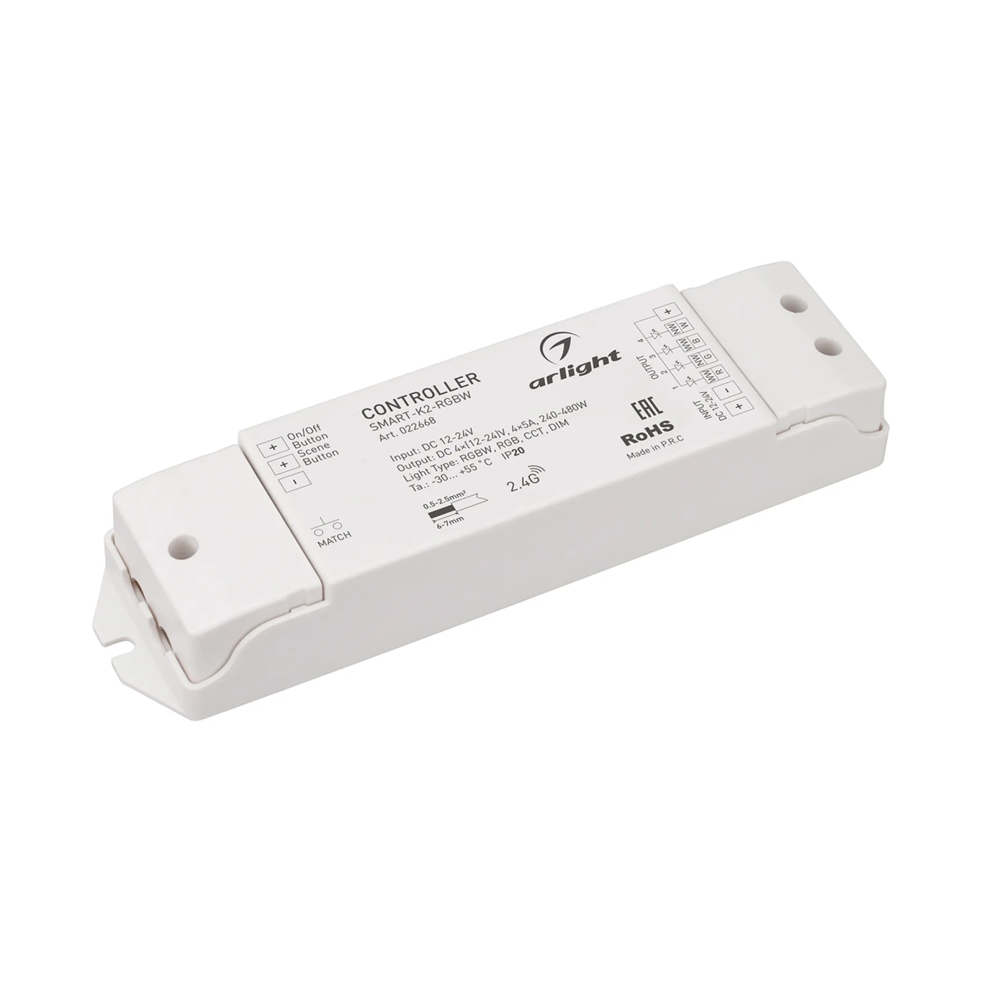 Изображение товара Контроллер SMART-K2-RGBW (12-24V, 4x5A, 2.4G) (Arlight, IP20 Пластик, 5 лет) 022668