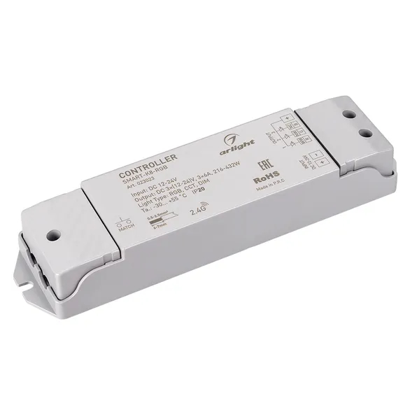 Изображение товара Контроллер SMART-K8-RGB (12-24V, 3x6A, 2.4G) (Arlight, IP20 Пластик, 5 лет) 023023