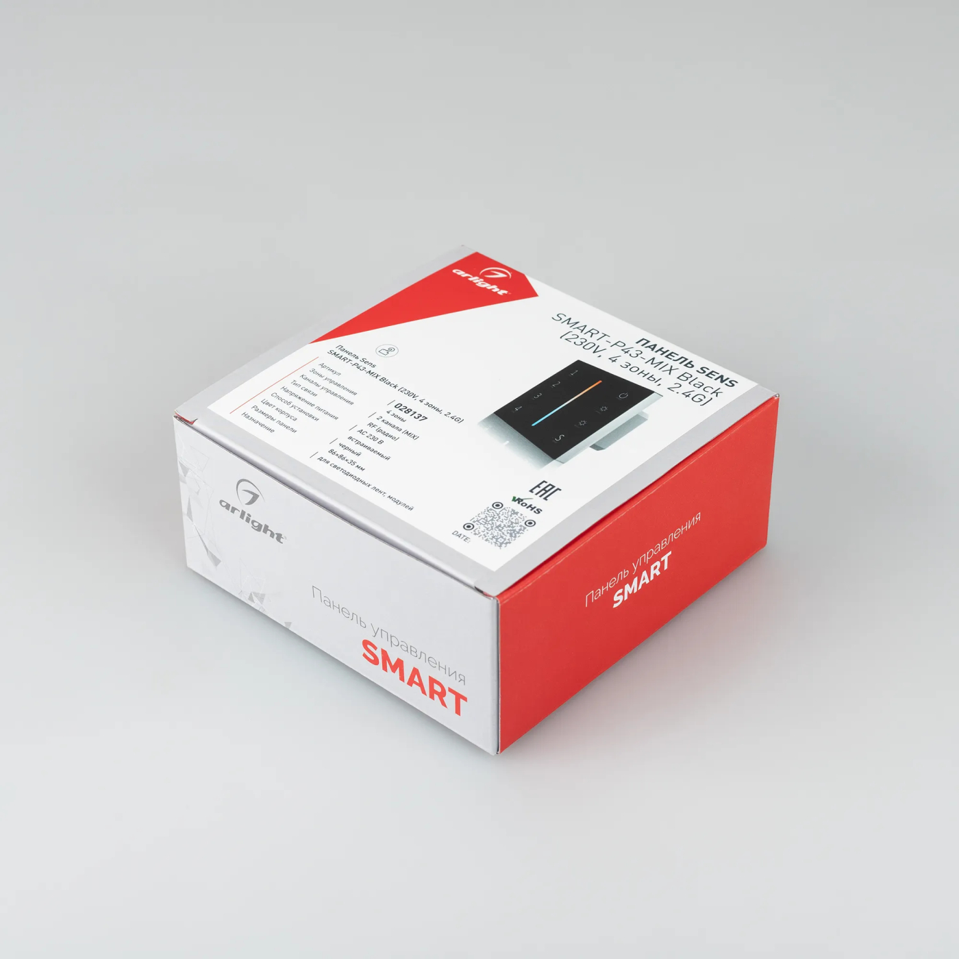 Изображение товара Панель Sens SMART-P43-MIX Black (230V, 4 зоны, 2.4G) (Arlight, IP20 Пластик, 5 лет) 028137