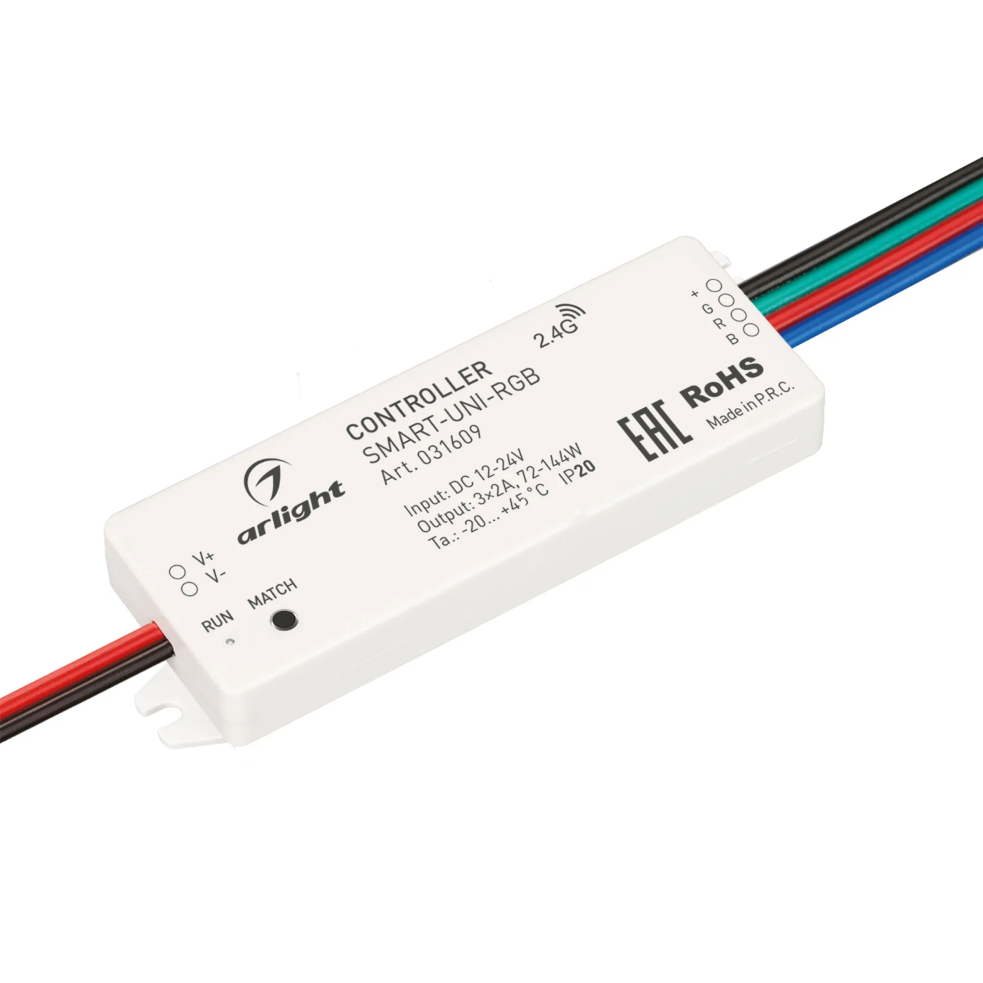 Изображение товара Контроллер SMART-UNI-RGB (12-24V, 3x2A, 2.4G) (Arlight, IP20 Пластик, 5 лет) 031609