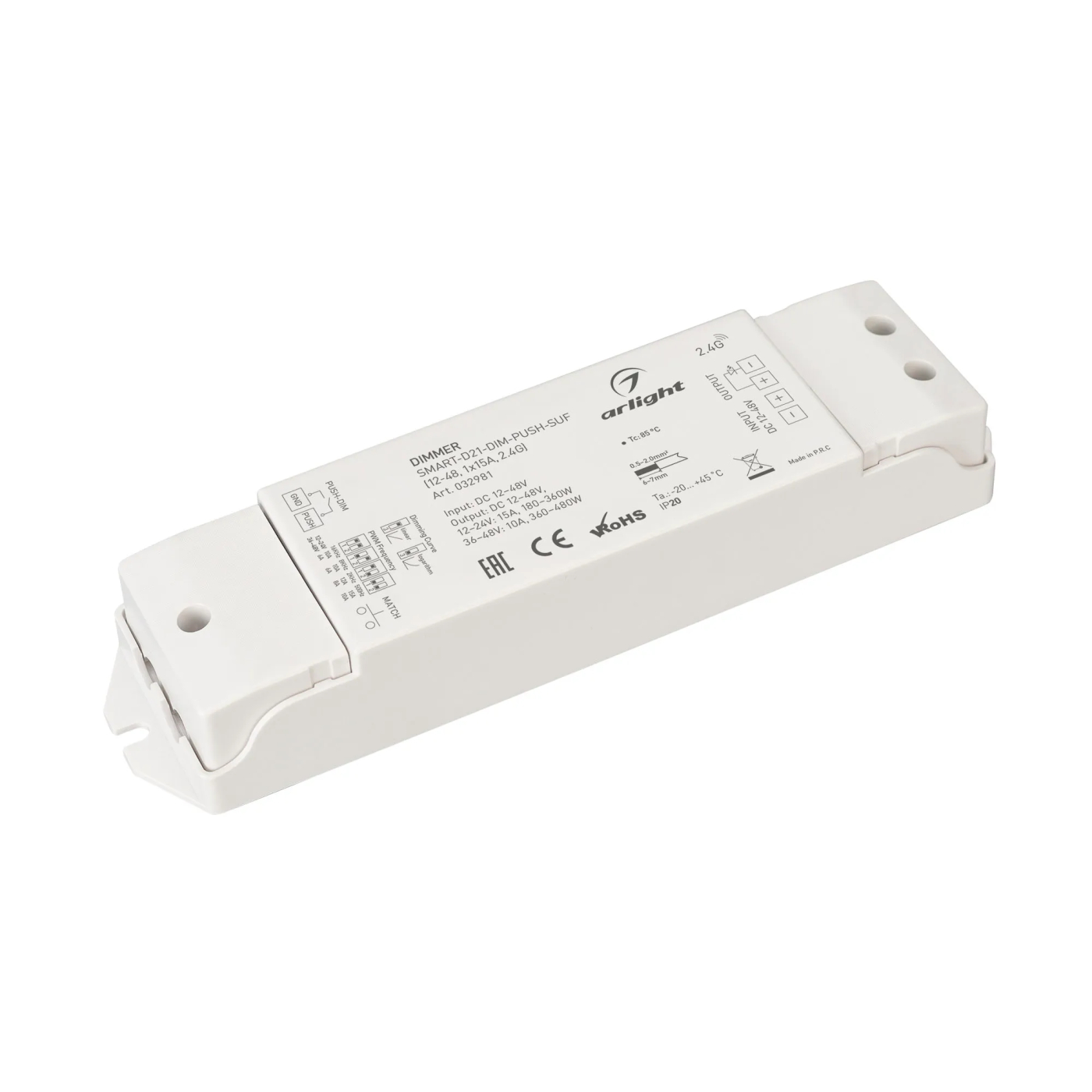 Изображение товара Диммер SMART-D21-DIM-PUSH-SUF (12-48, 1x15A, 2.4G) (Arlight, IP20 Пластик, 5 лет) 032981