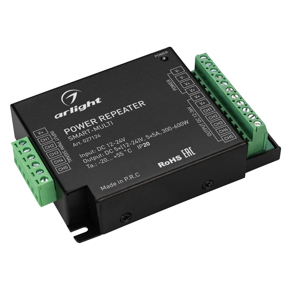 Изображение товара Усилитель SMART-MULTI (12-24V, 5x5A) (Arlight, IP20 Металл, 5 лет) 027124